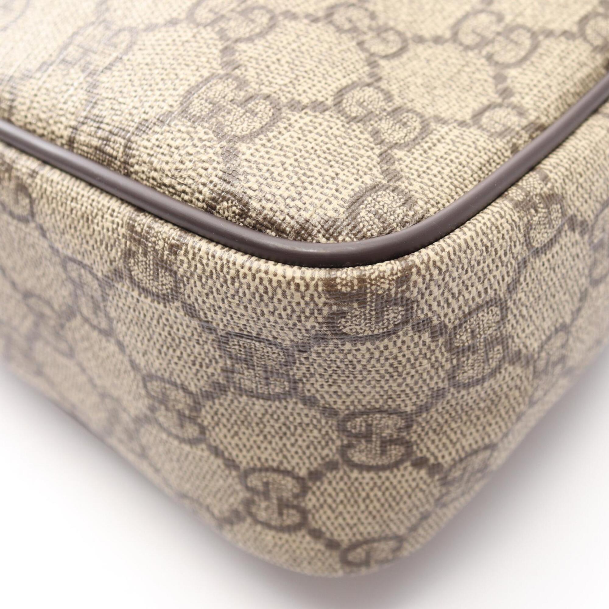 Gucci Beige Brown Coated Canvas Leather Handbag Shoulder Bag (Pre-Owned)