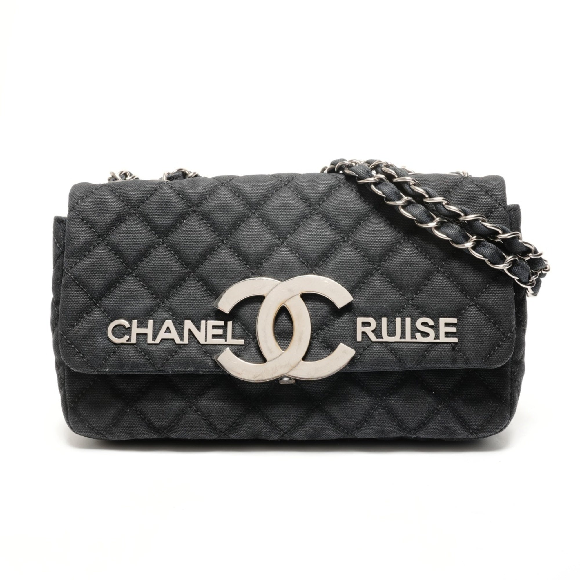Chanel Matelasse Black Canvas Shoulder Bag (Pre-Owned)