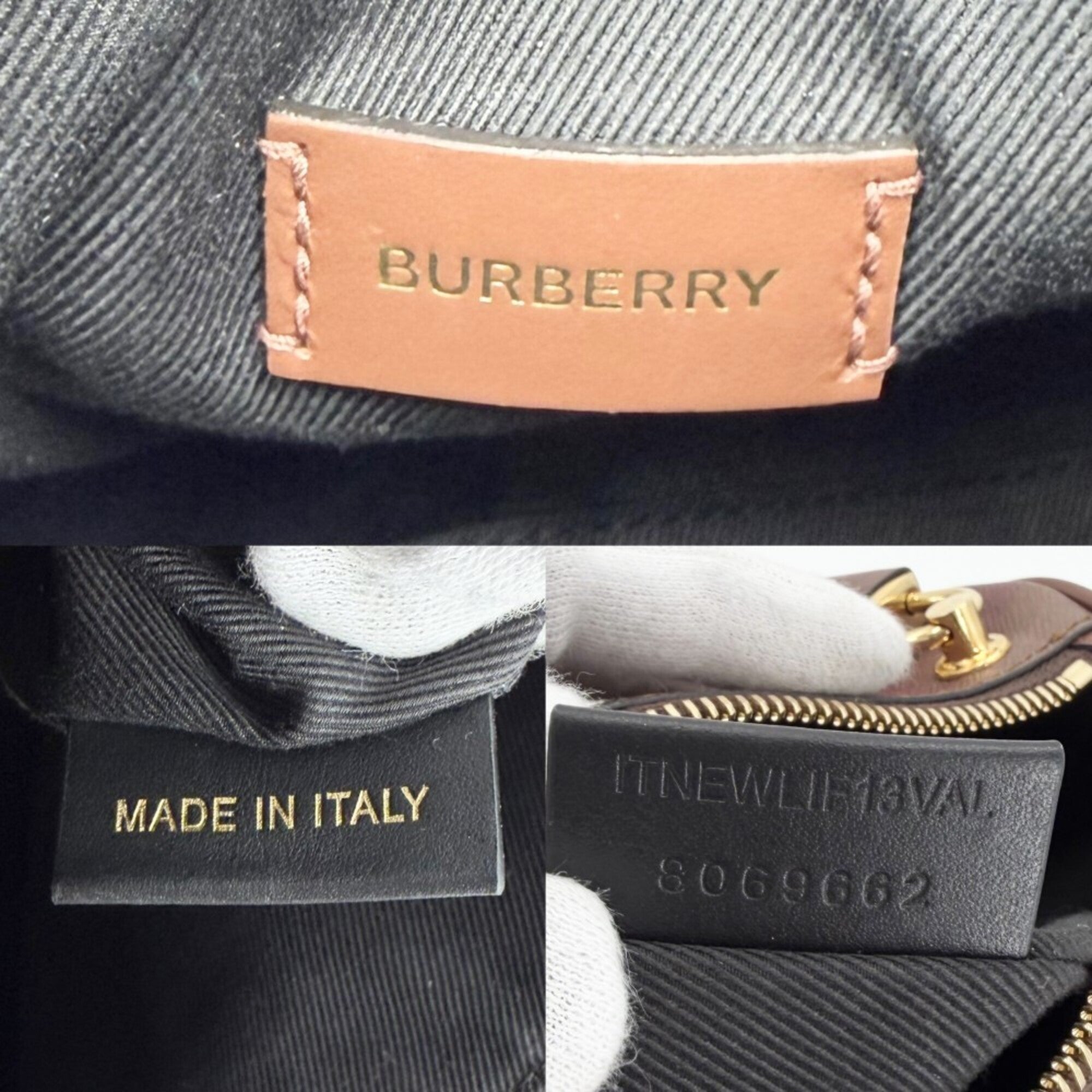Burberry Black Brown Leather Boston Bag Handbag Shoulder Bag (Pre-Owned)