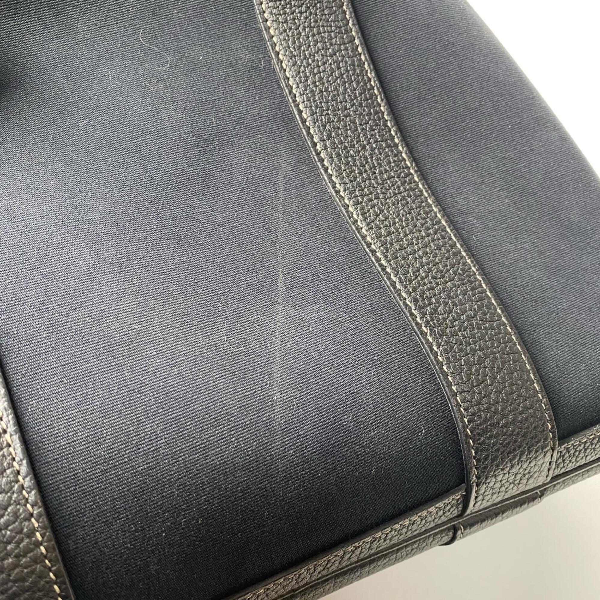 Hermes Black Canvas Leather Tote Bag (Pre-Owned)