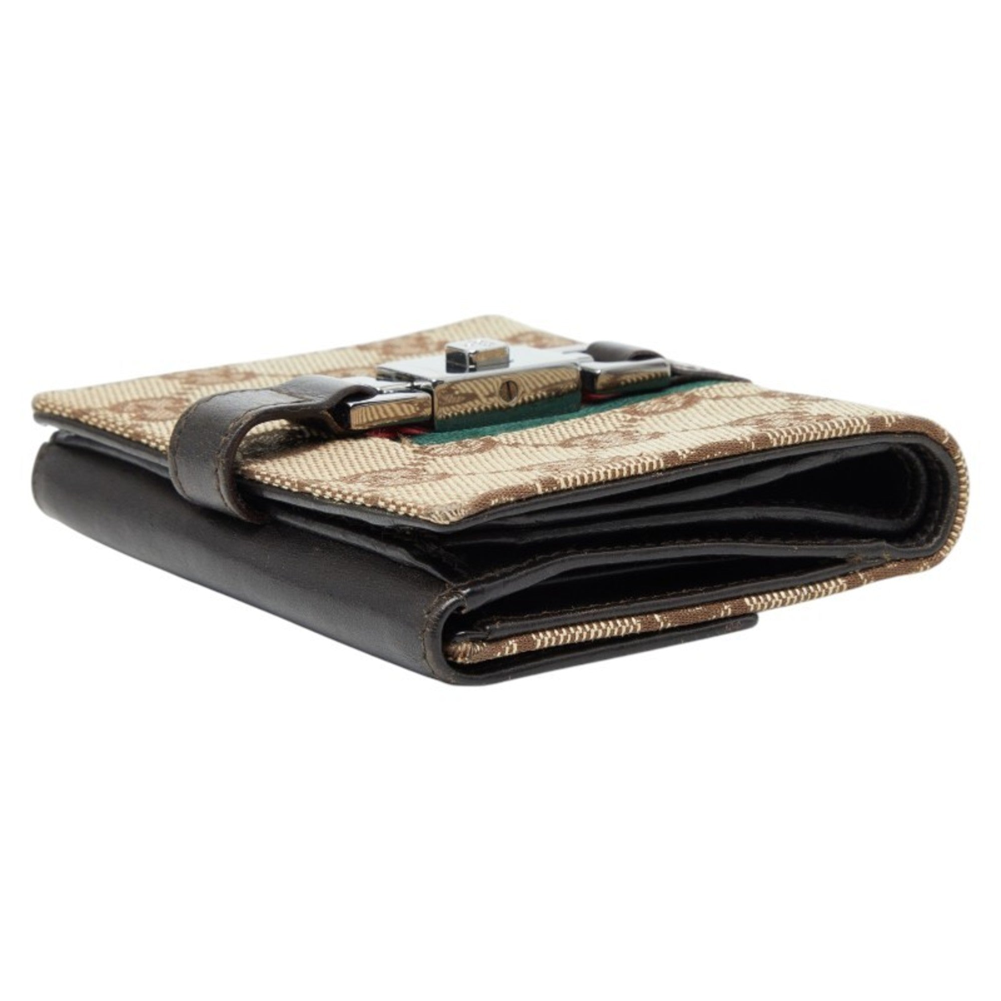 Gucci Beige Multi-Color Canvas Leather Wallet (Bi-Fold) (Pre-Owned)