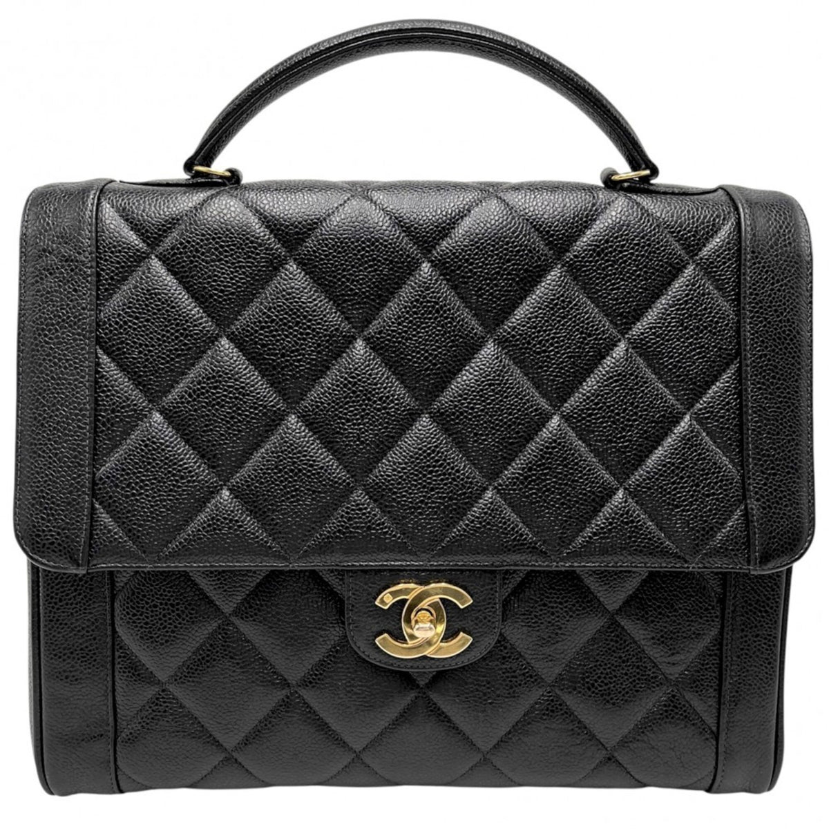 Chanel Black Grained Calfskin Handbag (Pre-Owned)