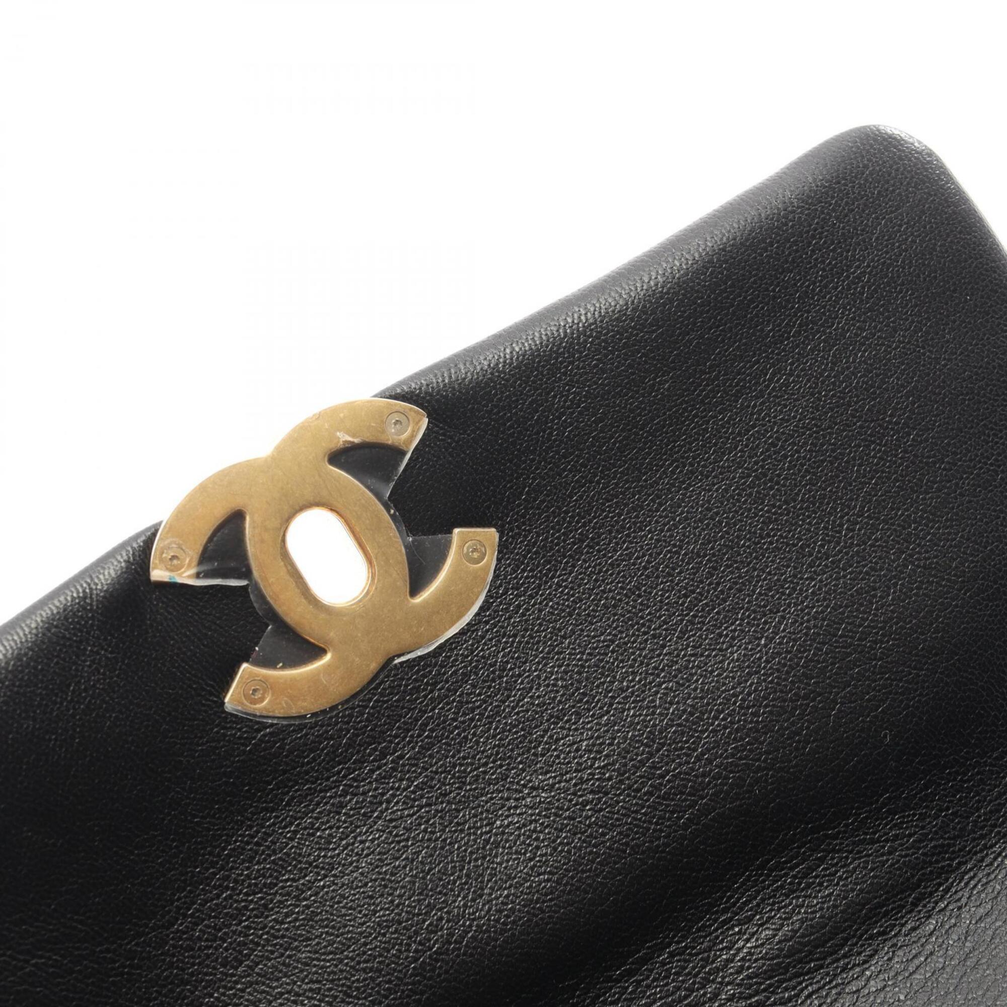Chanel Black Leather Handbag Shoulder Bag (Pre-Owned)