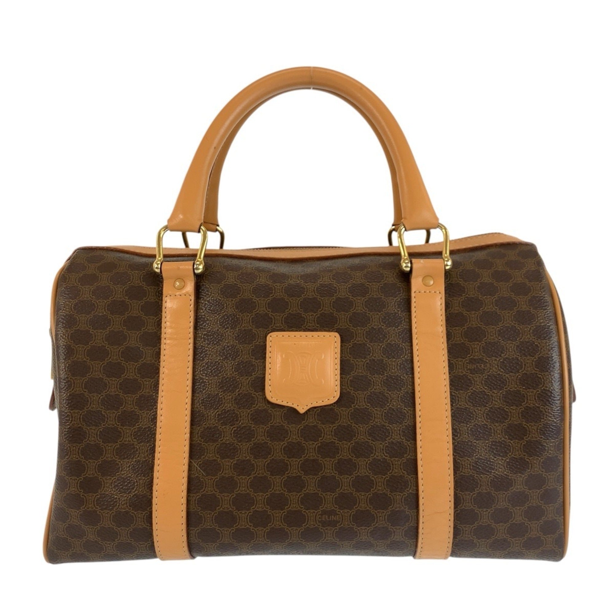 Celine Brown Leather Pvc Boston Bag Handbag (Pre-Owned)