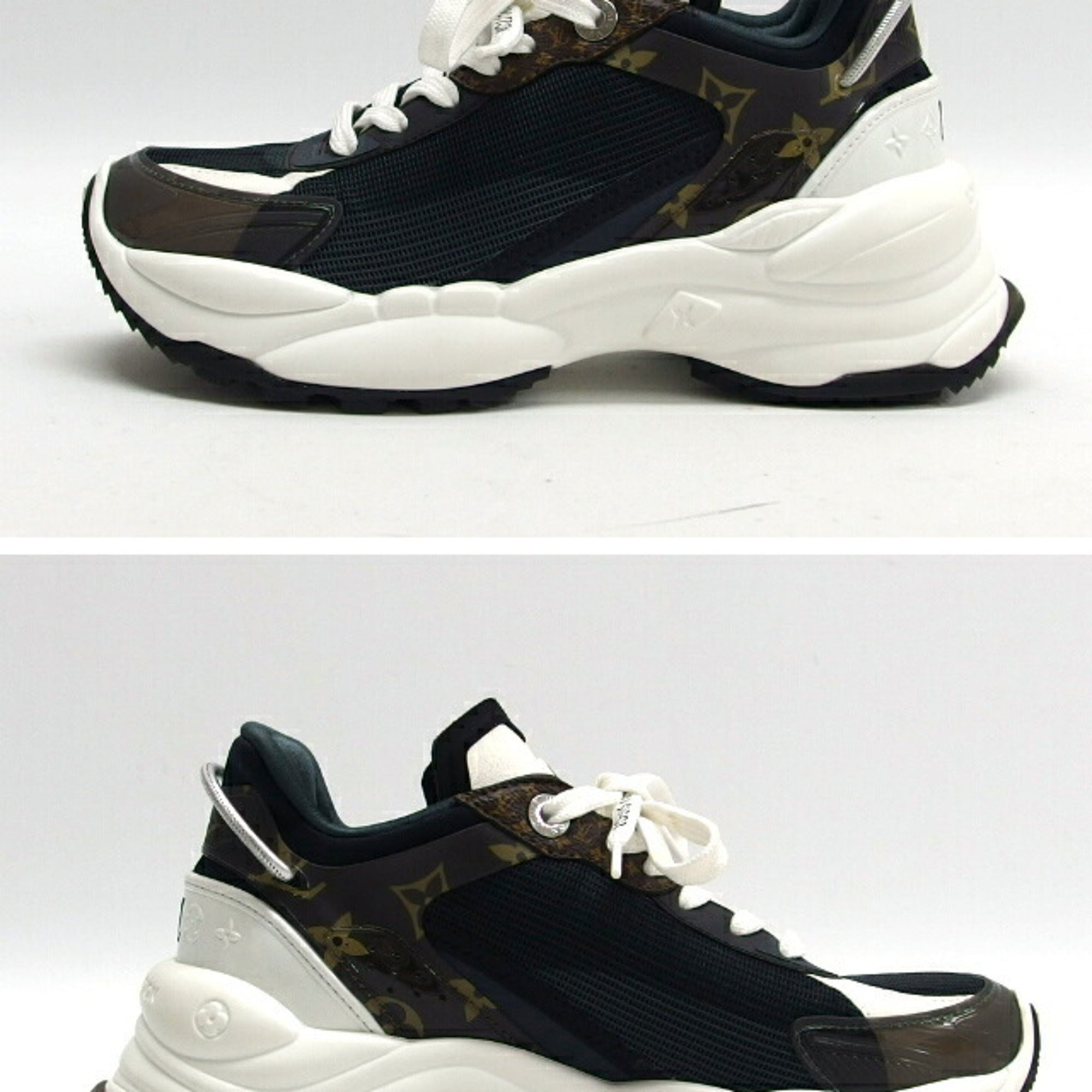 Louis Vuitton Black Dark Brown White Sneakers (Pre-Owned)
