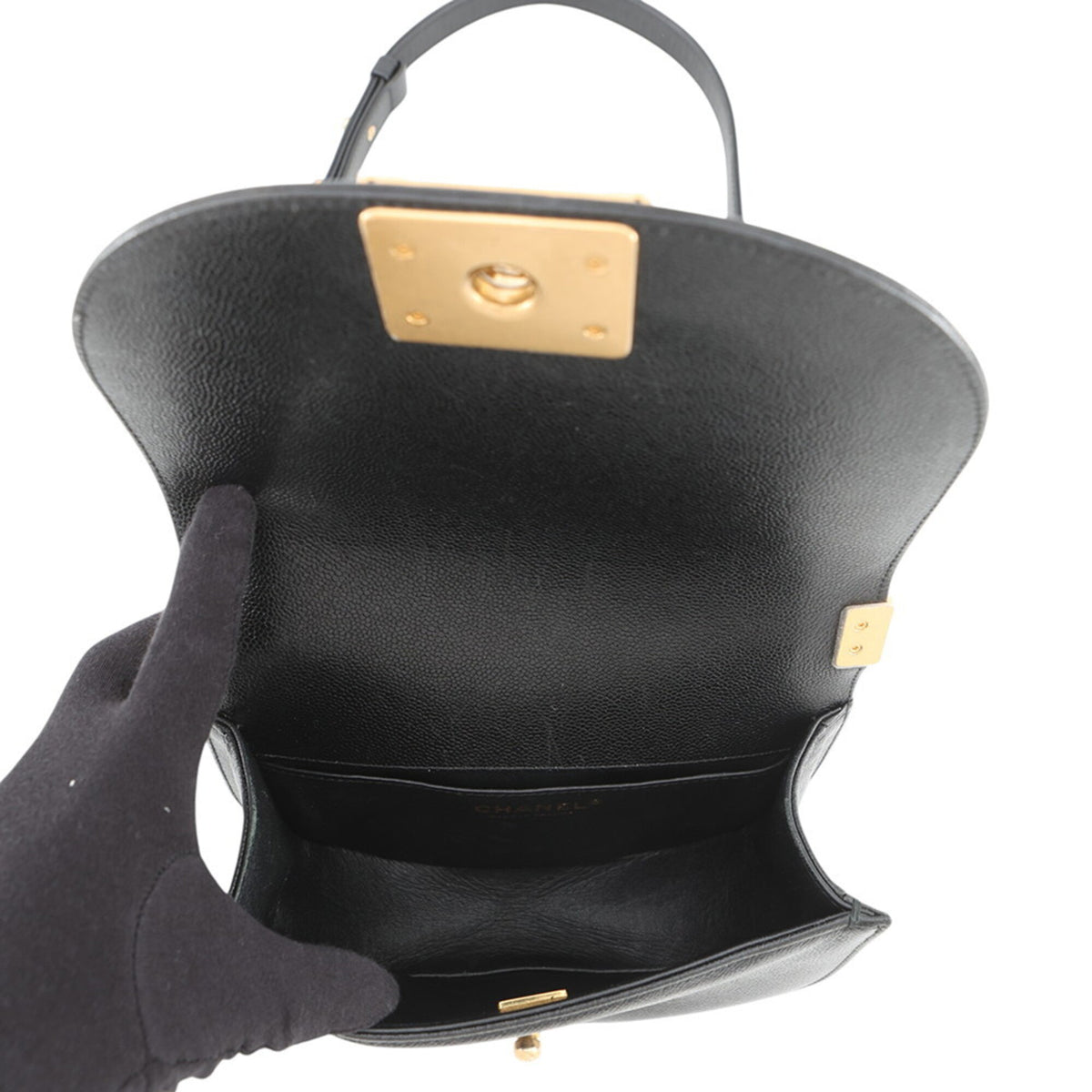 Chanel Black Grained Calfskin Handbag Shoulder Bag (Pre-Owned)