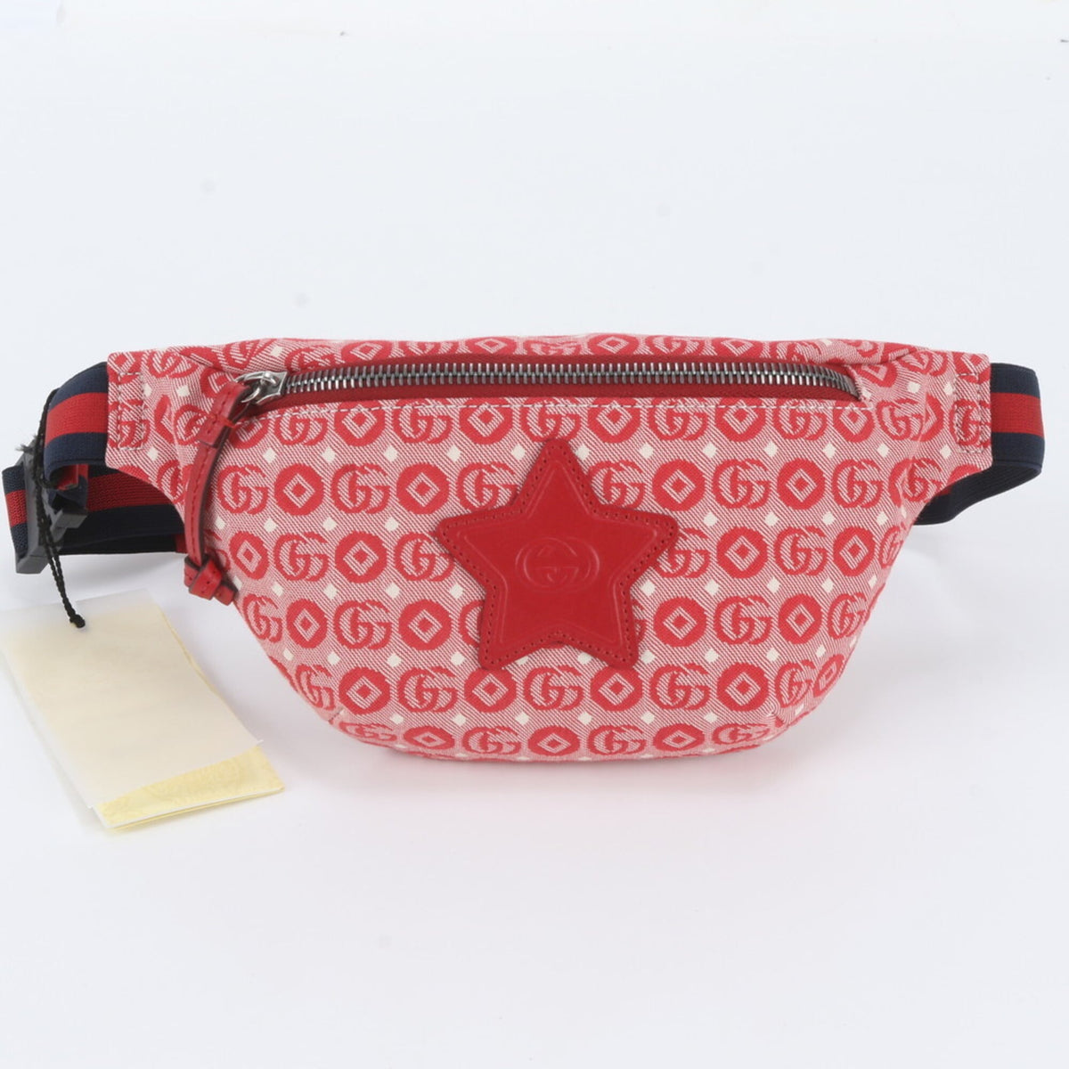 Gucci Red Color Leather Canvas Pouch Shoulder Bag Sling Bag (Pre-Owned)