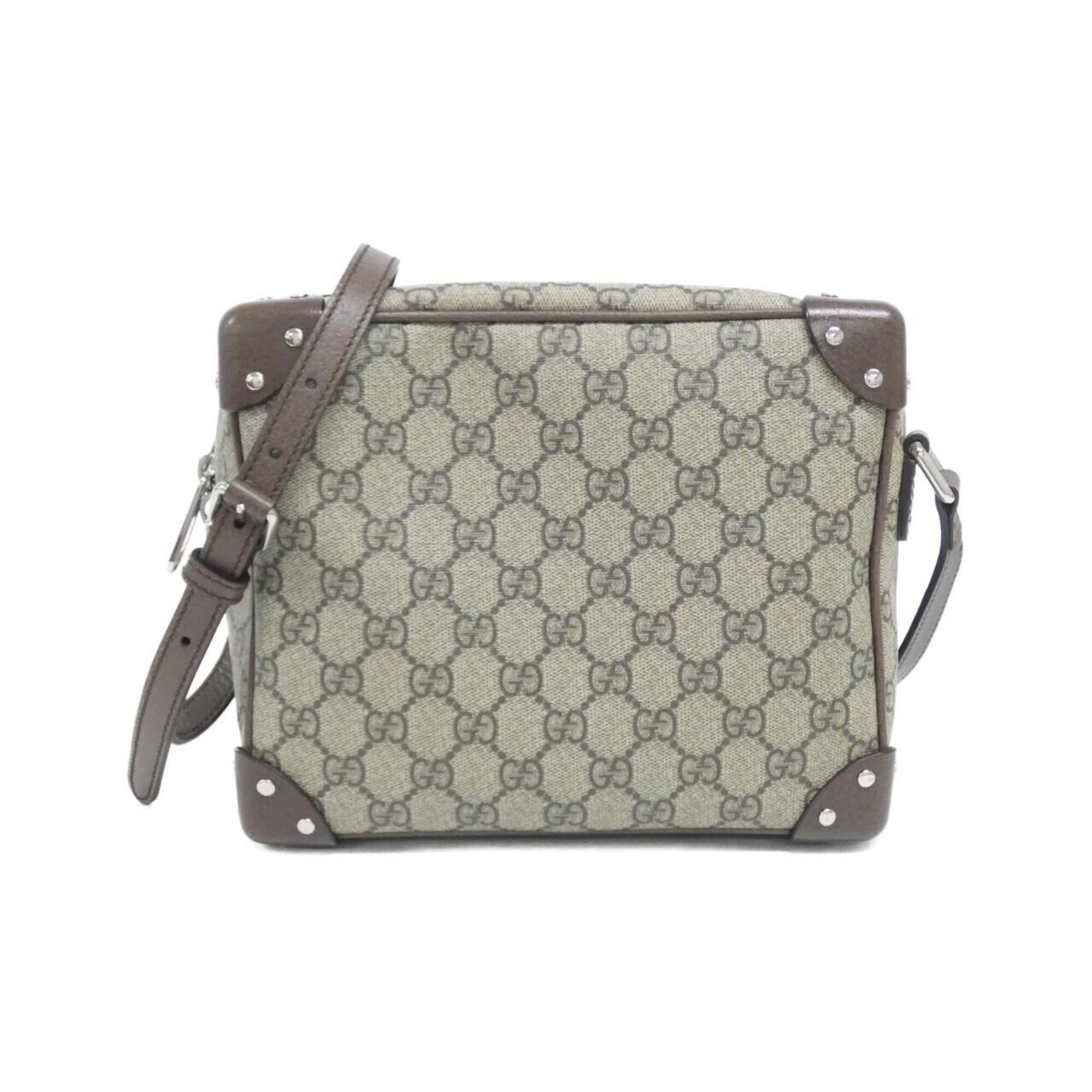 Gucci Beige Brown Gg Supreme Canvas Shoulder Bag (Pre-Owned)
