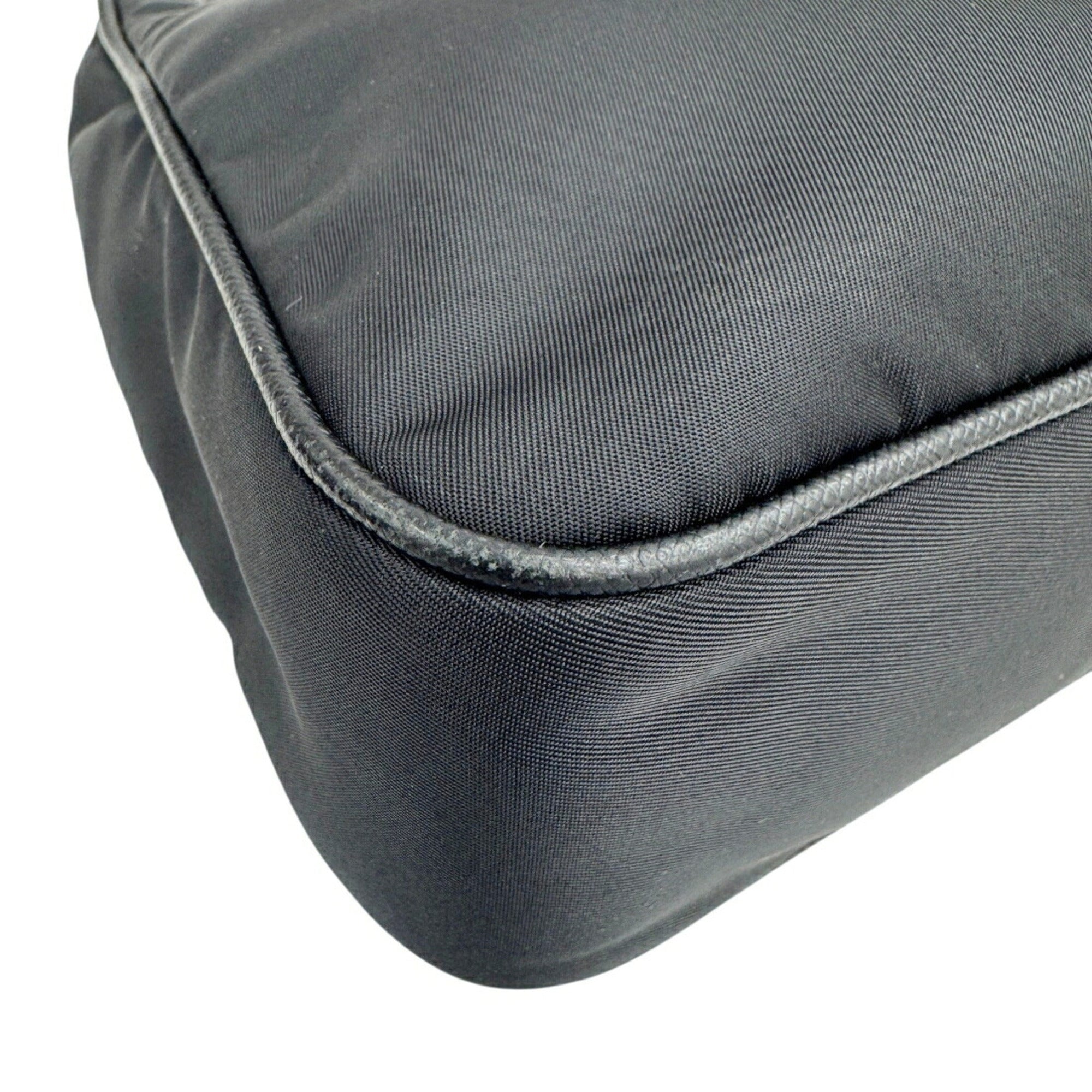 Prada Black Nylon Leather Handbag Pouch Shoulder Bag (Pre-Owned)