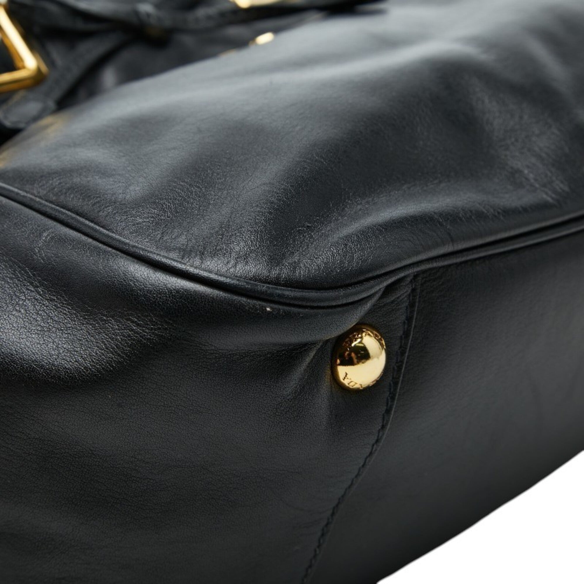 Prada Black Leather Handbag Shoulder Bag (Pre-Owned)