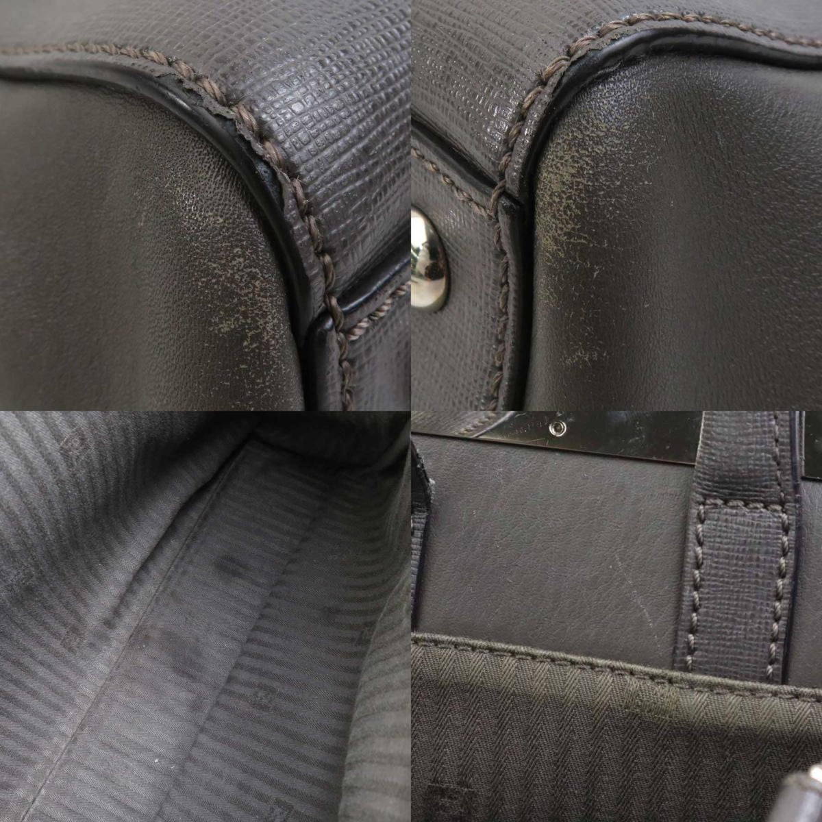 Fendi Gray Leather Handbag Shoulder Bag (Pre-Owned)