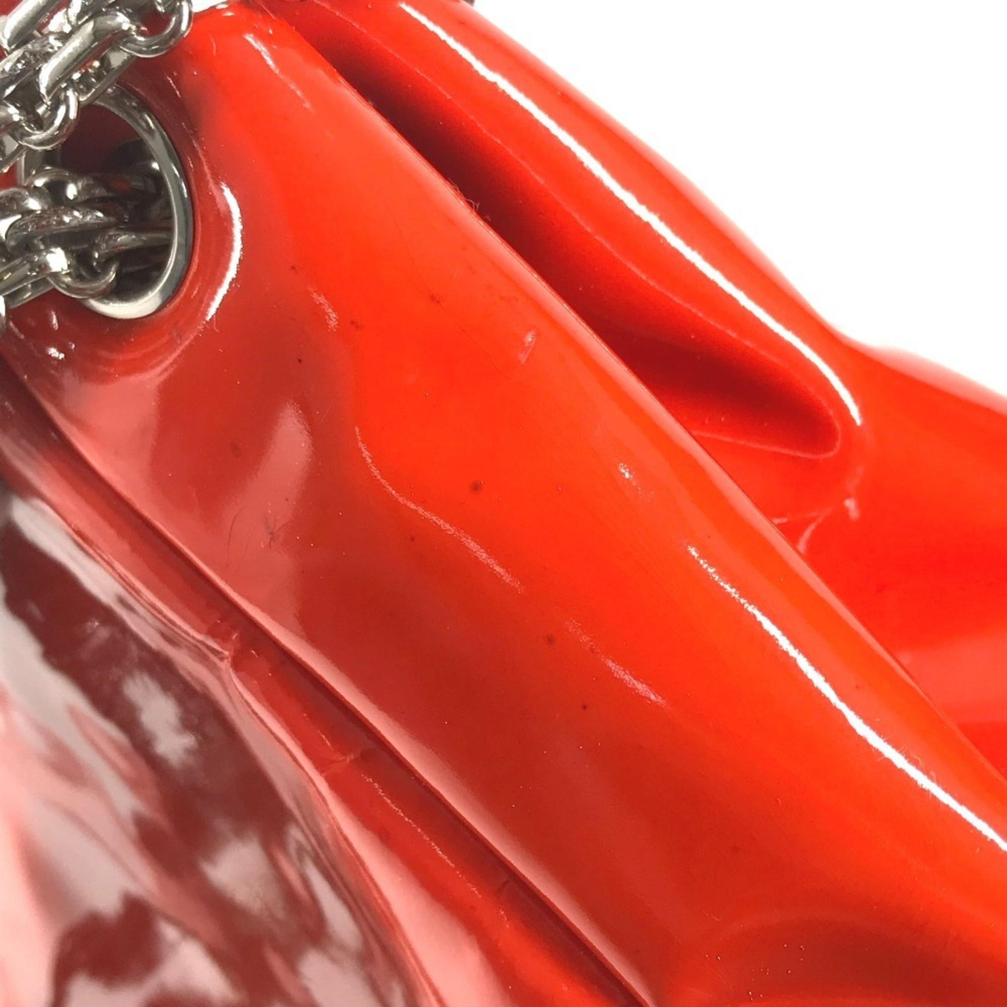 Chanel Orange Red Color Patent Leather Shoulder Bag (Pre-Owned)