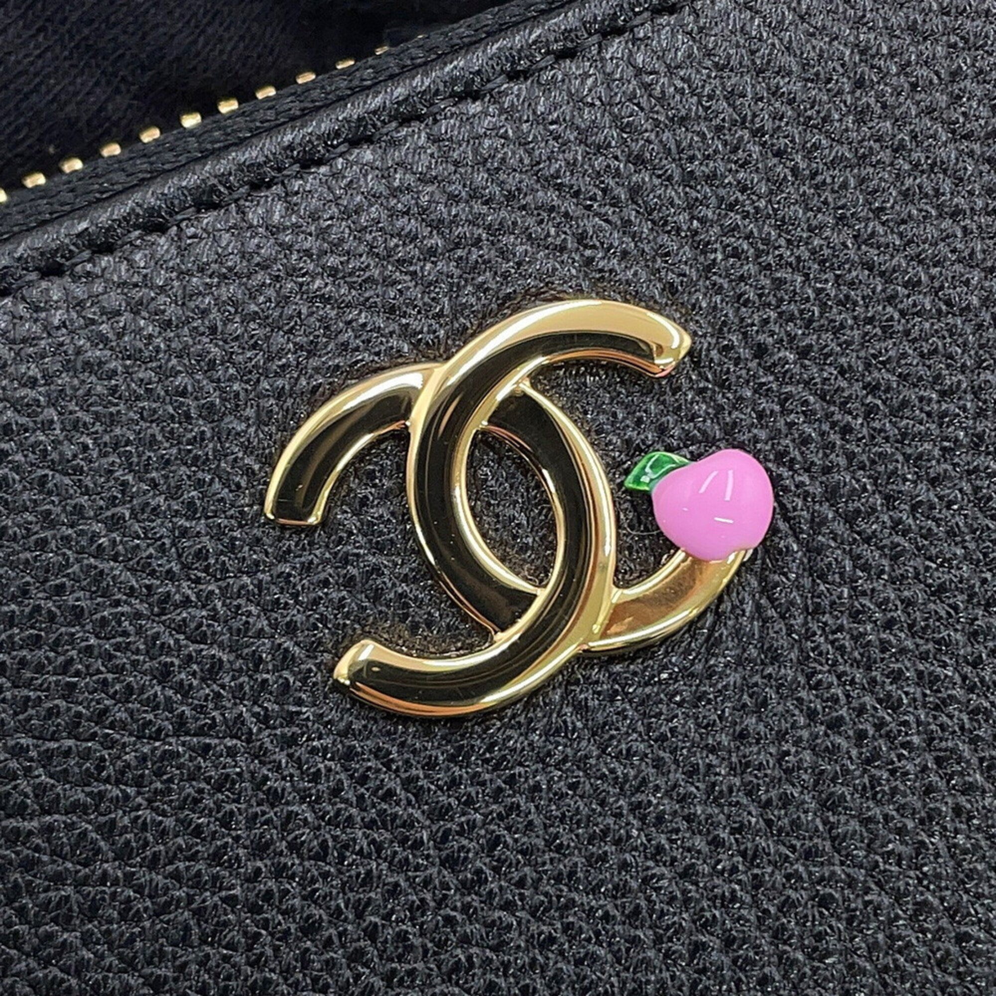 Chanel Black Leather Coin Purse/Coin Case (Pre-Owned)
