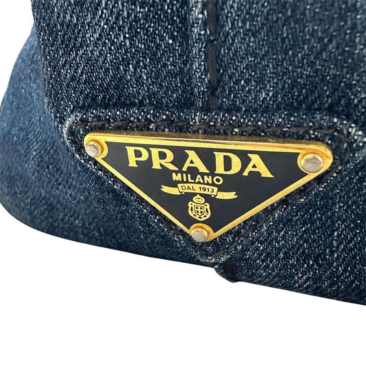 Prada Dark Blue Denim Handbag Shoulder Bag (Pre-Owned)