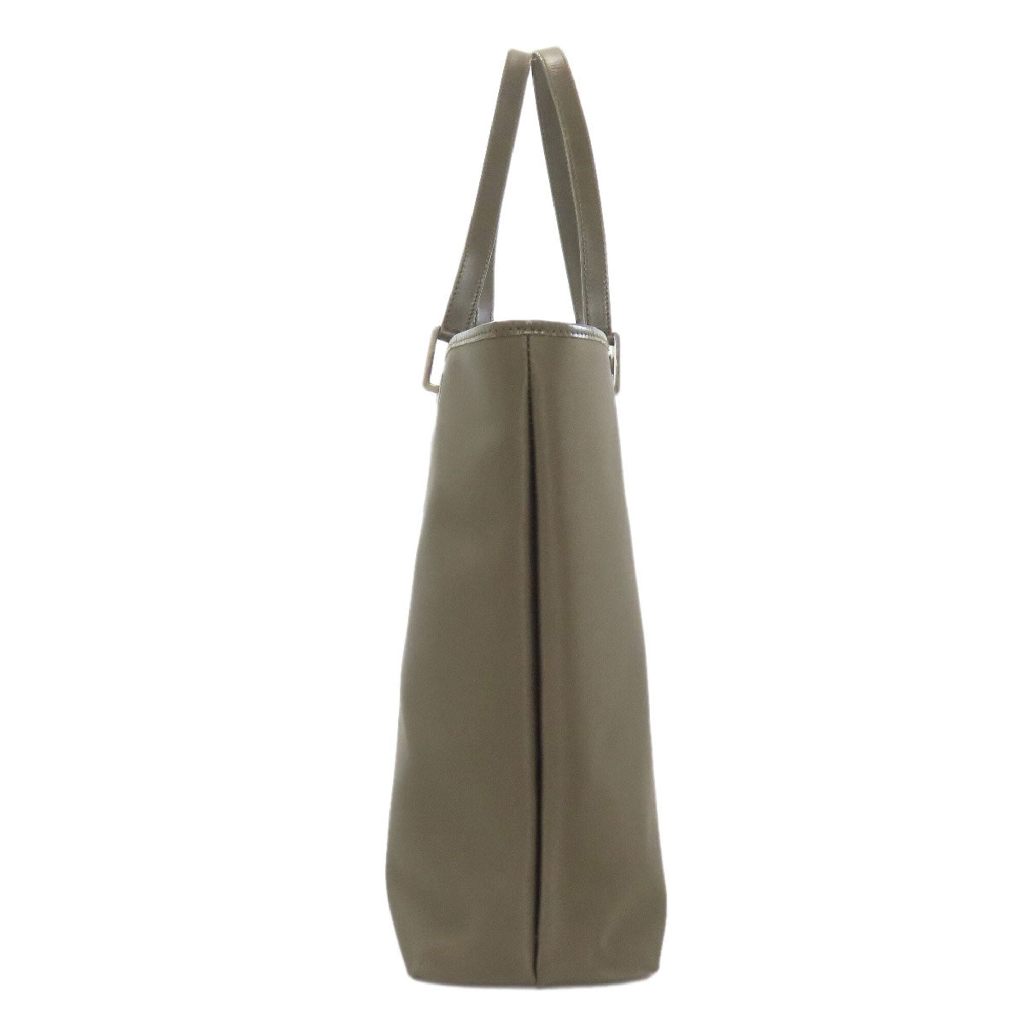 Gucci Khaki Brown Nylon Leather Tote Bag (Pre-Owned)