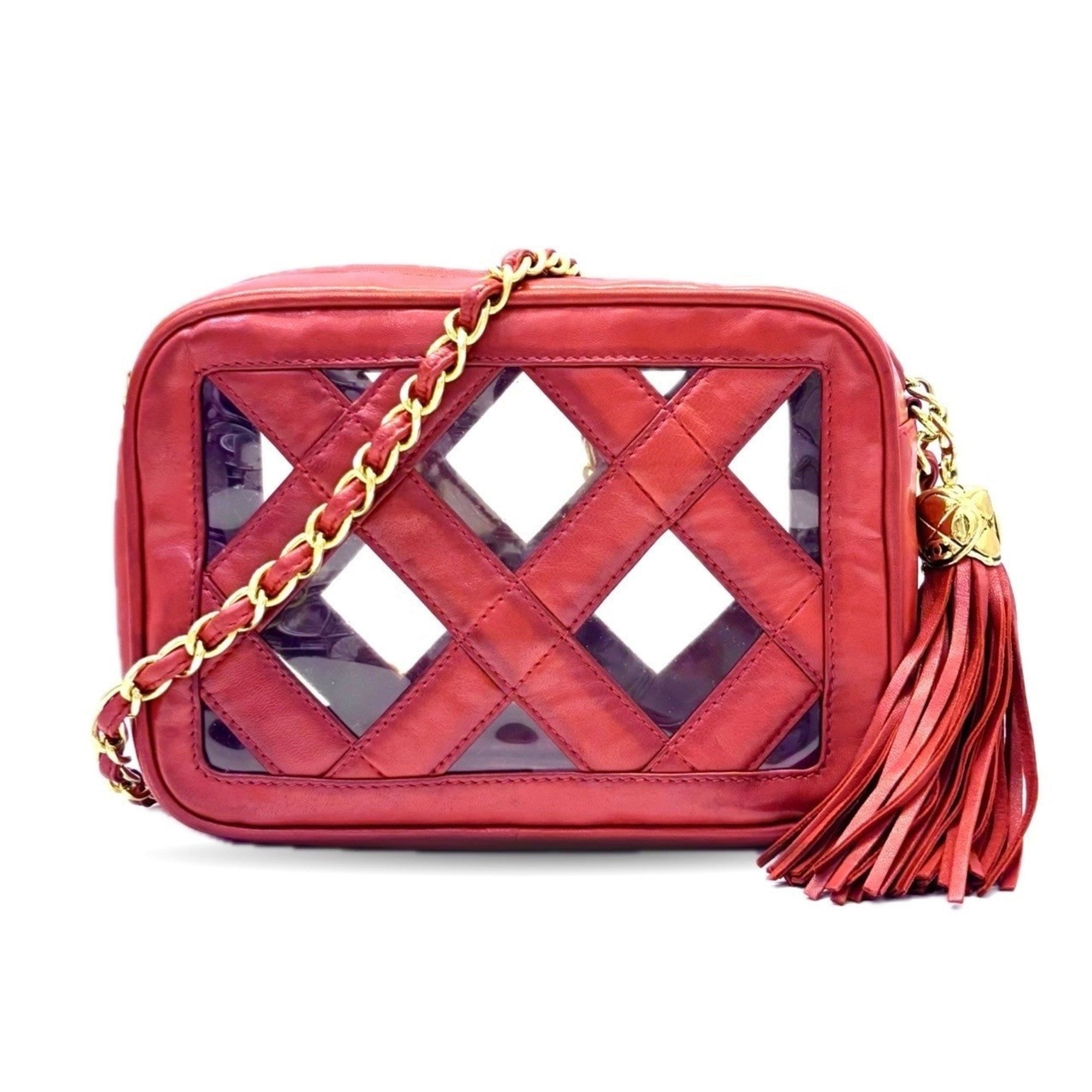Chanel Red Color Leather Shoulder Bag (Pre-Owned)