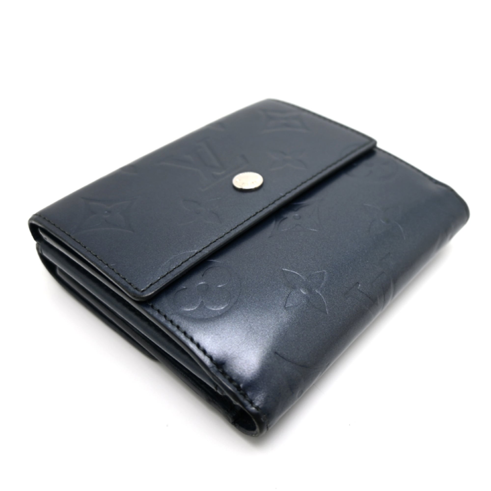 Louis Vuitton Blue Monogram Mat Wallet (Bi-Fold) (Pre-Owned)