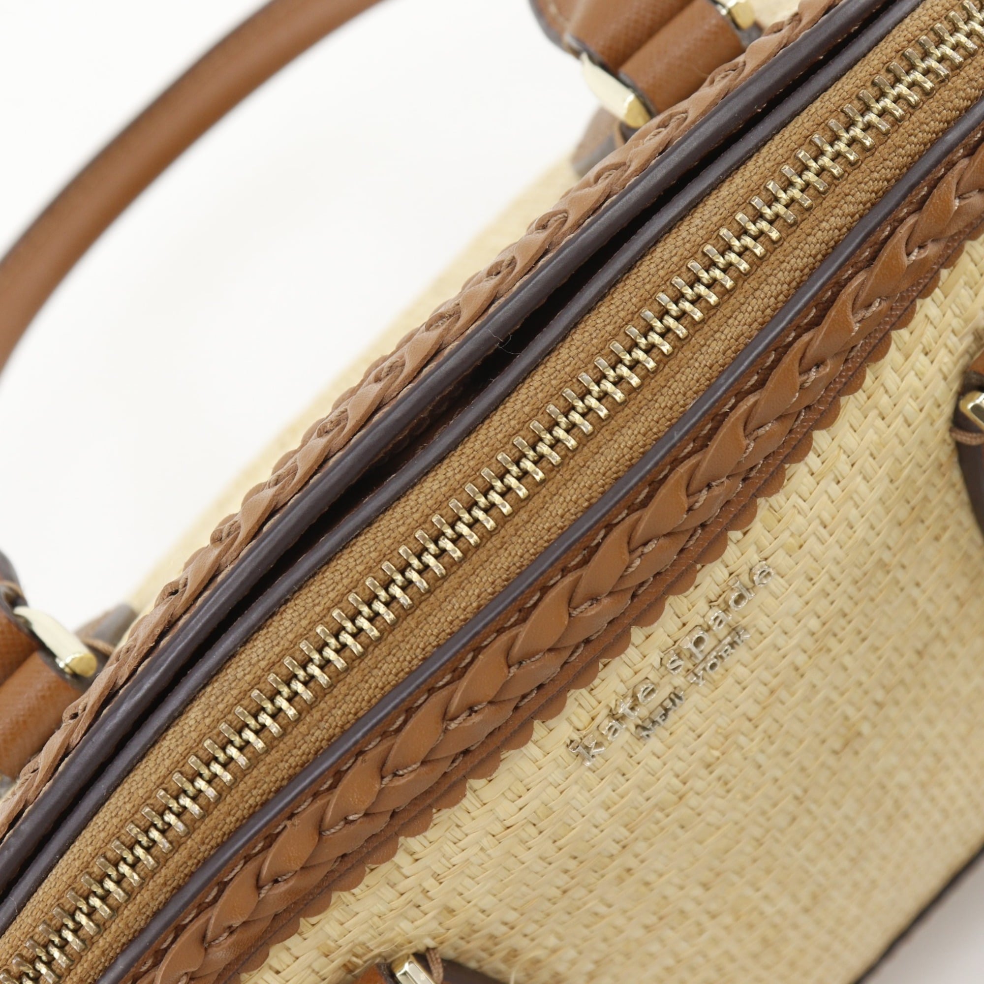 Kate Spade Brown Straw Leather Handbag (Pre-Owned)