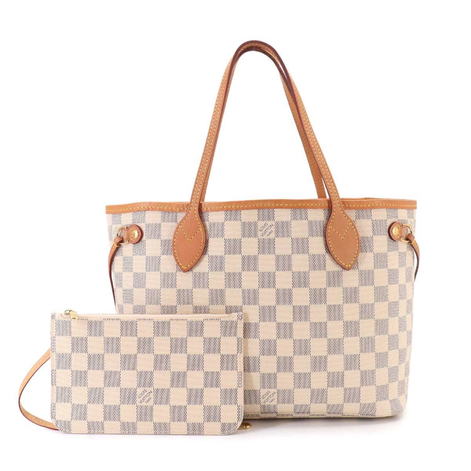 Louis Vuitton Damier Azur White Faux Leather Handbag Pouch Tote Bag (Pre-Owned)