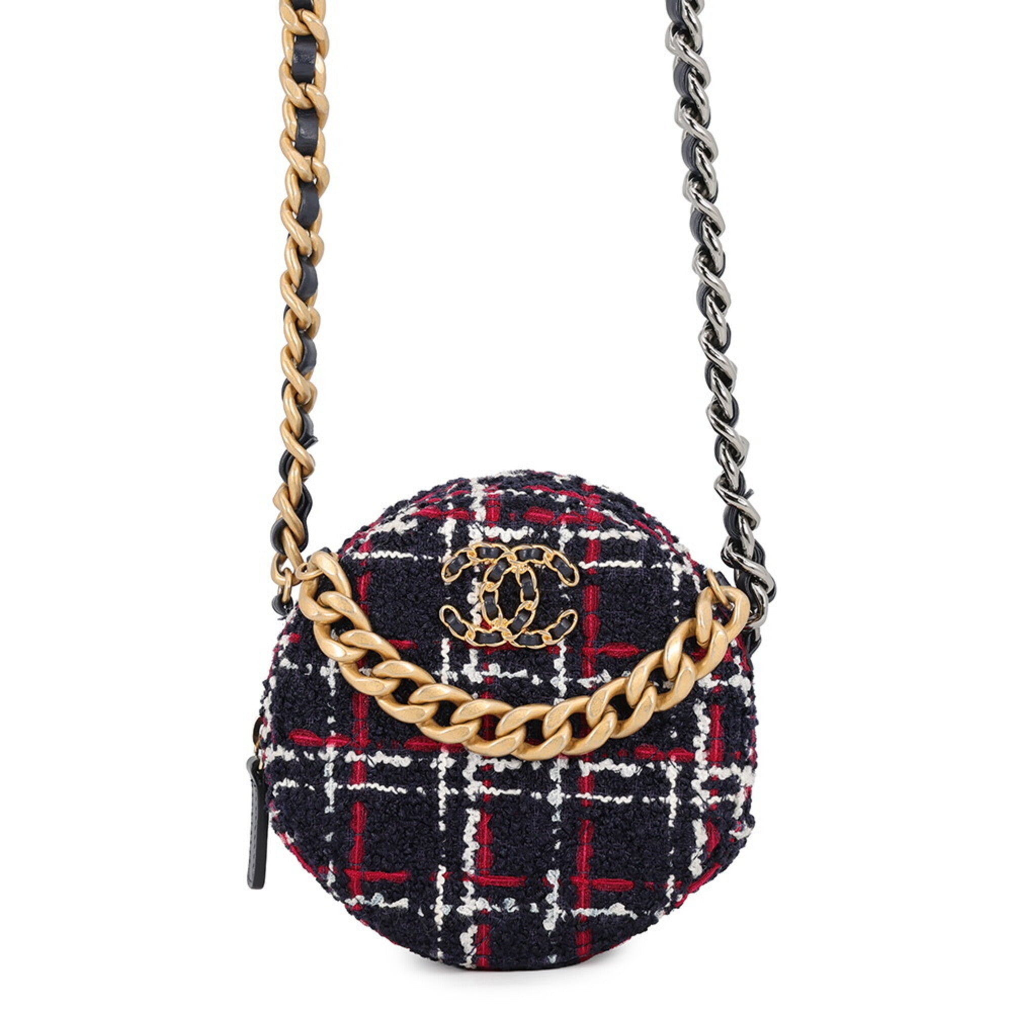 Chanel Matelasse Navy Pink White Tweed Shoulder Bag (Pre-Owned)