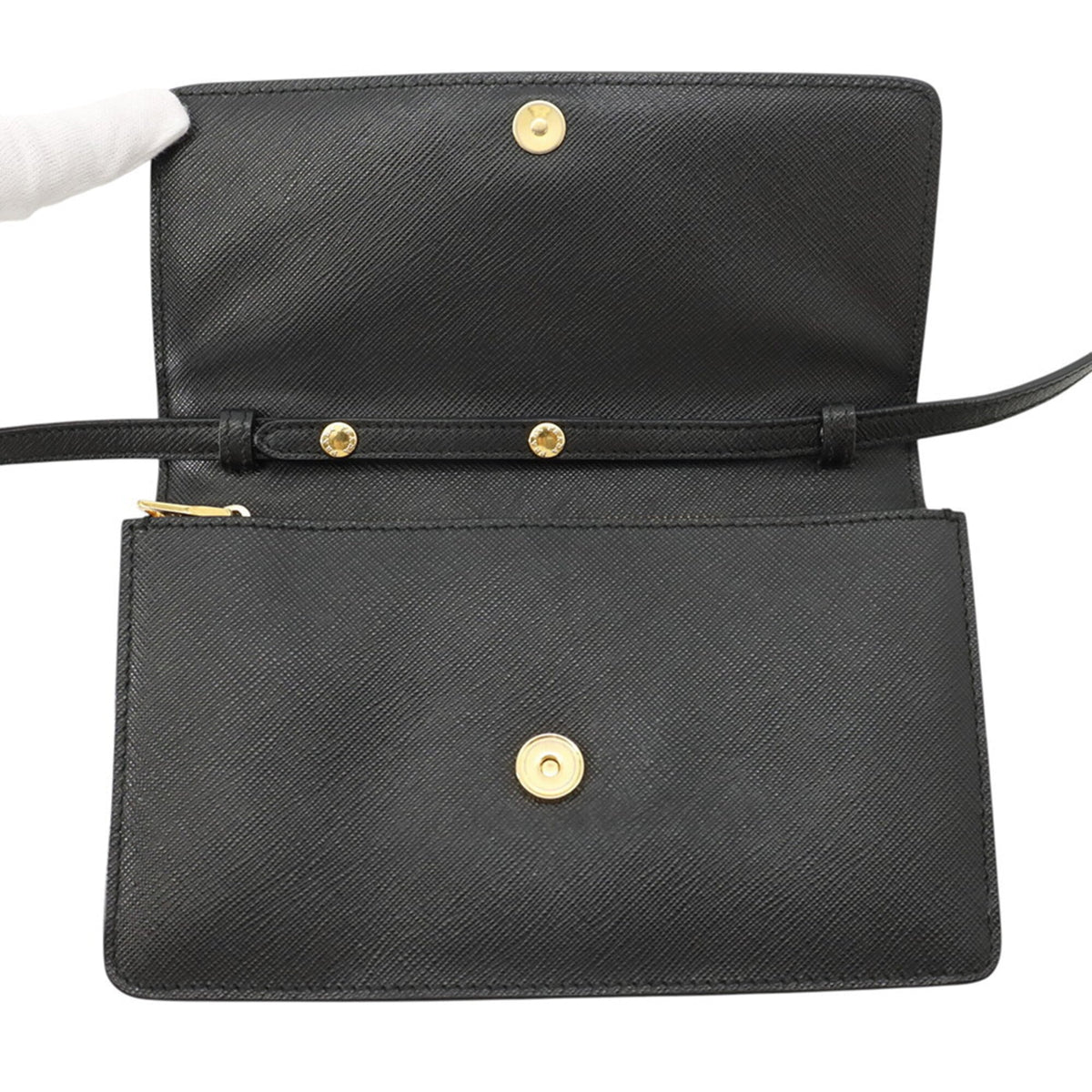 Prada Black Saffiano Chain/Shoulder Wallet (Pre-Owned)