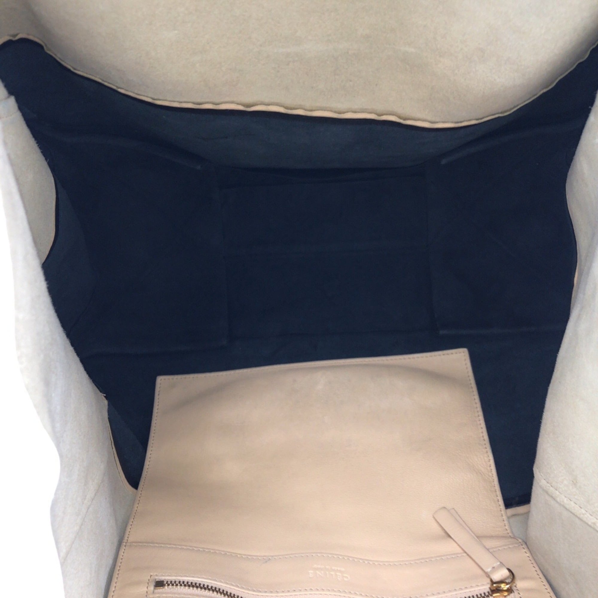 Celine Beige Black Leather Shoulder Bag Tote Bag (Pre-Owned)