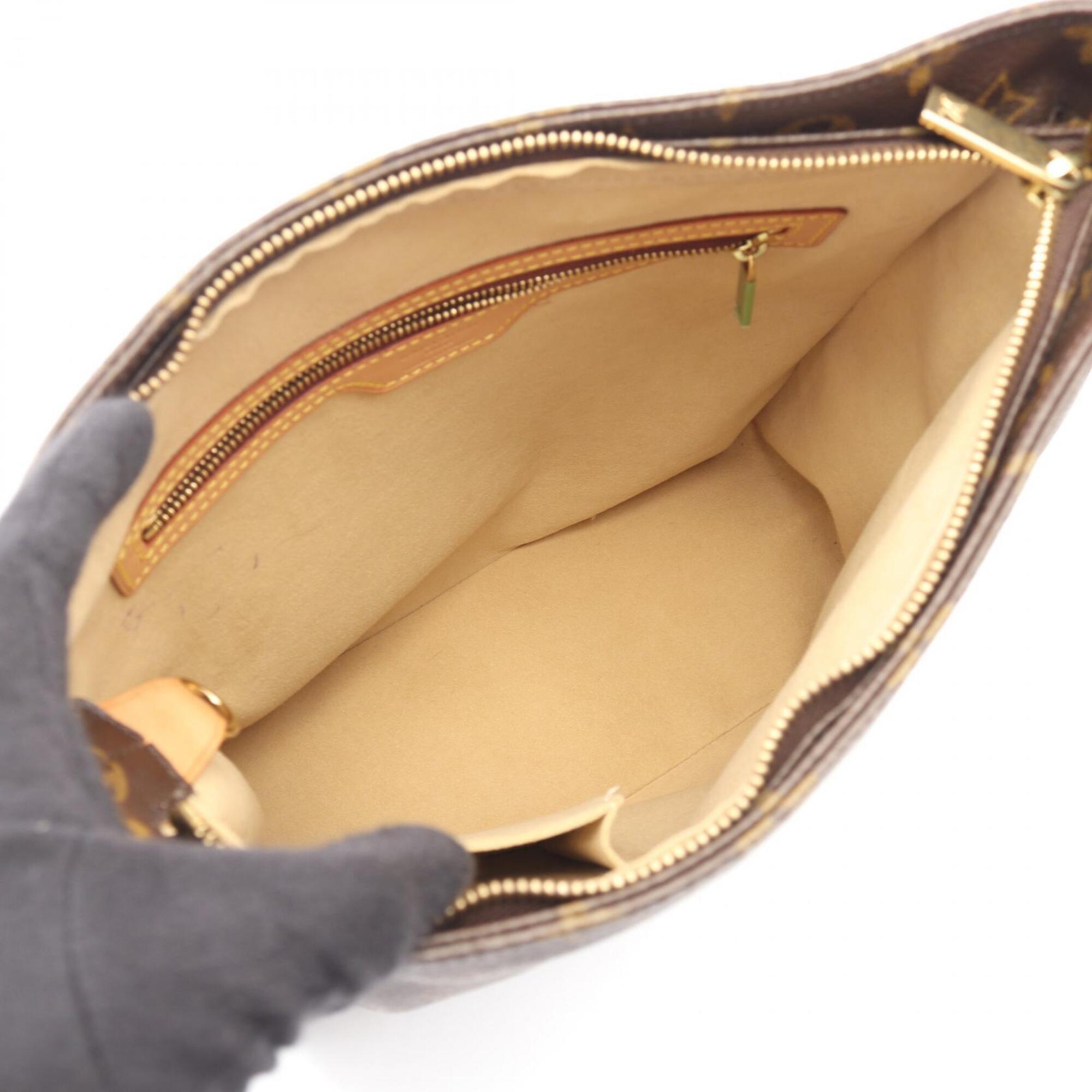 Louis Vuitton Brown Coated Canvas Leather Handbag Shoulder Bag (Pre-Owned)