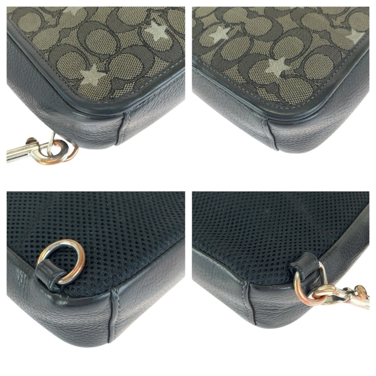 Coach Black Brown Leather Canvas Shoulder Bag Sling Bag (Pre-Owned)