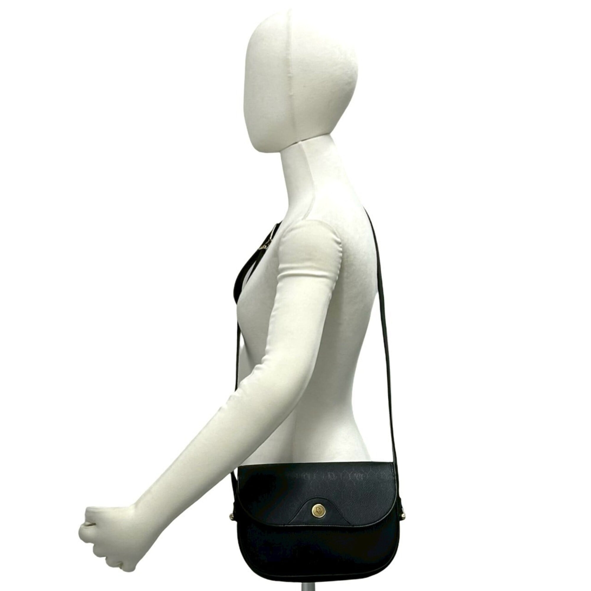 Christian Dior Black Leather Pvc Pochette Shoulder Bag (Pre-Owned)