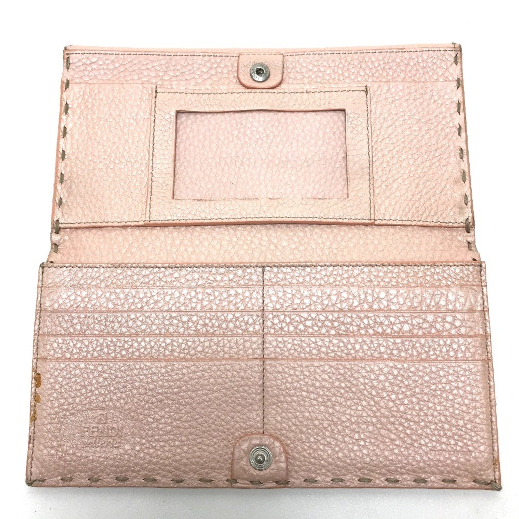 Fendi Selleria Pink Leather Long Wallet (Bi-Fold) (Pre-Owned)