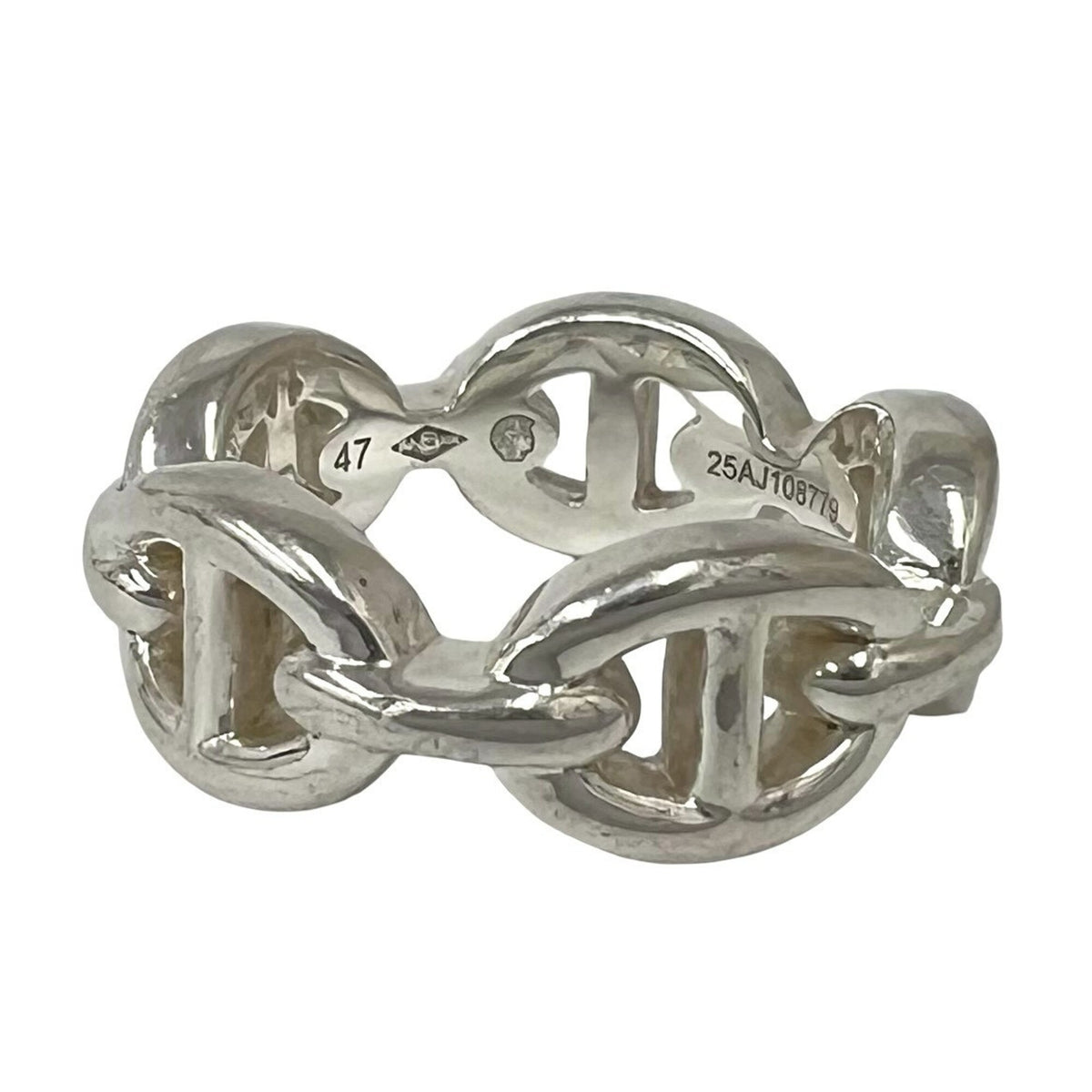 Hermes Silver Silver 925 Band Ring (Pre-Owned)