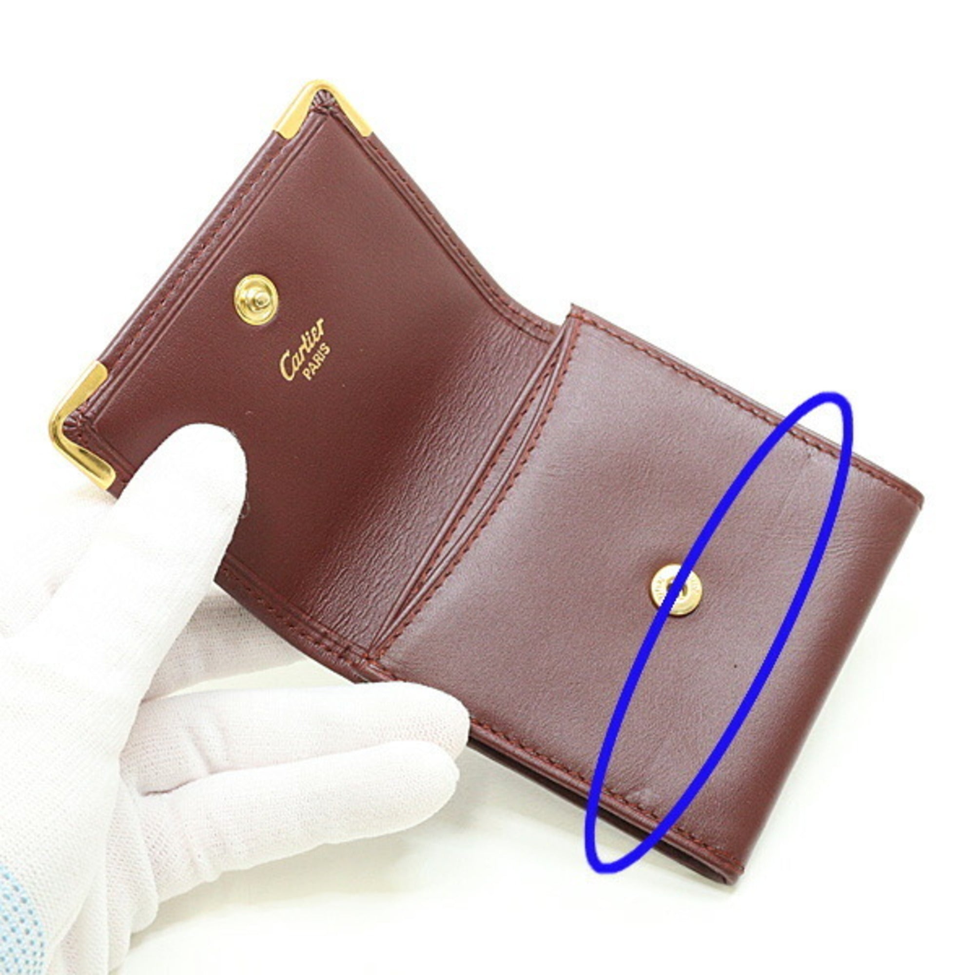 Cartier Must Bordeaux Leather Coin Purse/Coin Case (Pre-Owned)