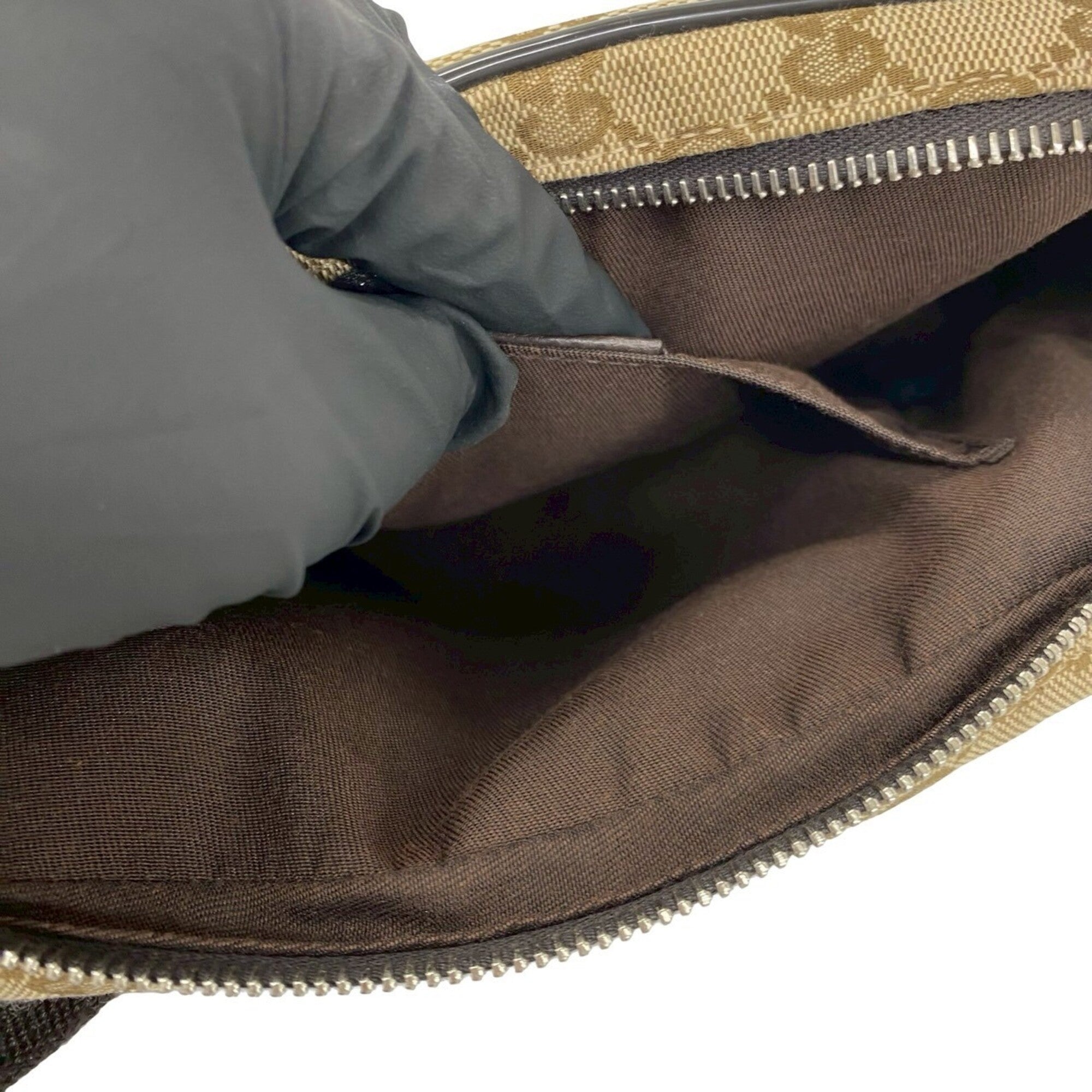 Gucci Brown Canvas Leather Pochette Pouch Sling Bag (Pre-Owned)
