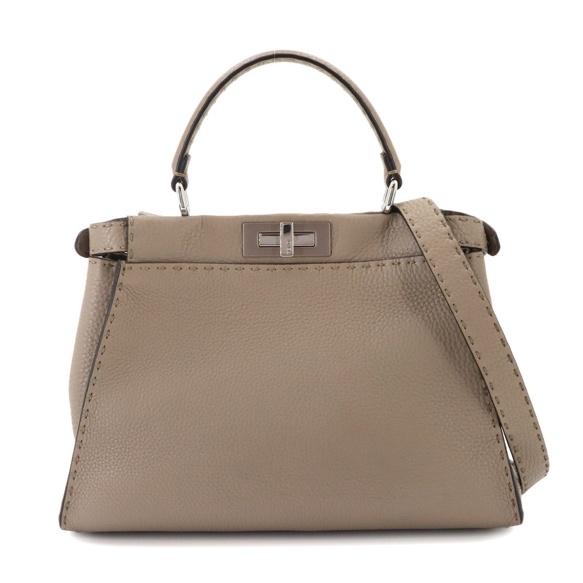 Fendi Selleria Beige Leather Handbag (Pre-Owned)
