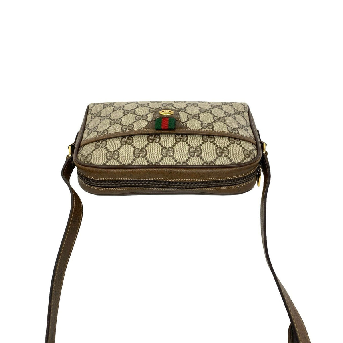 Gucci Brown Green Red Color Leather Pvc Pochette Shoulder Bag (Pre-Owned)