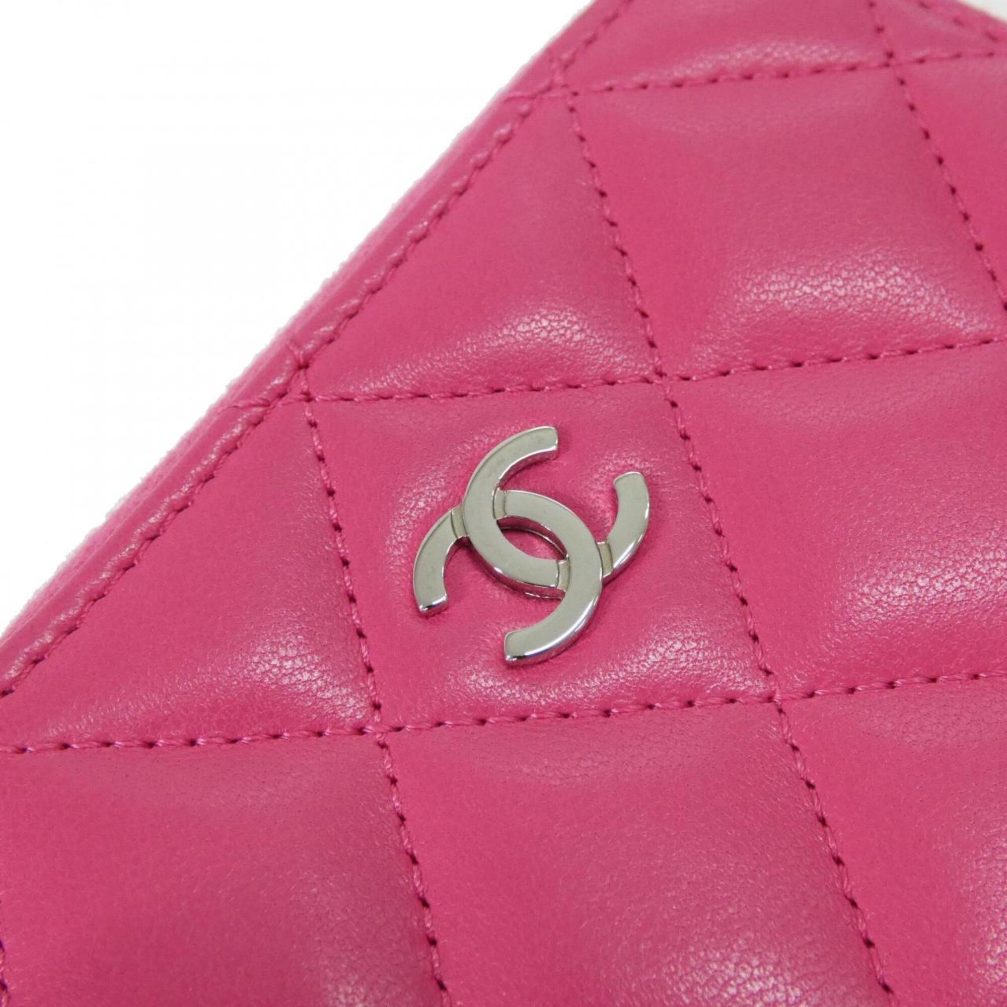 Chanel Pink Leather Coin Purse/Coin Case (Pre-Owned)