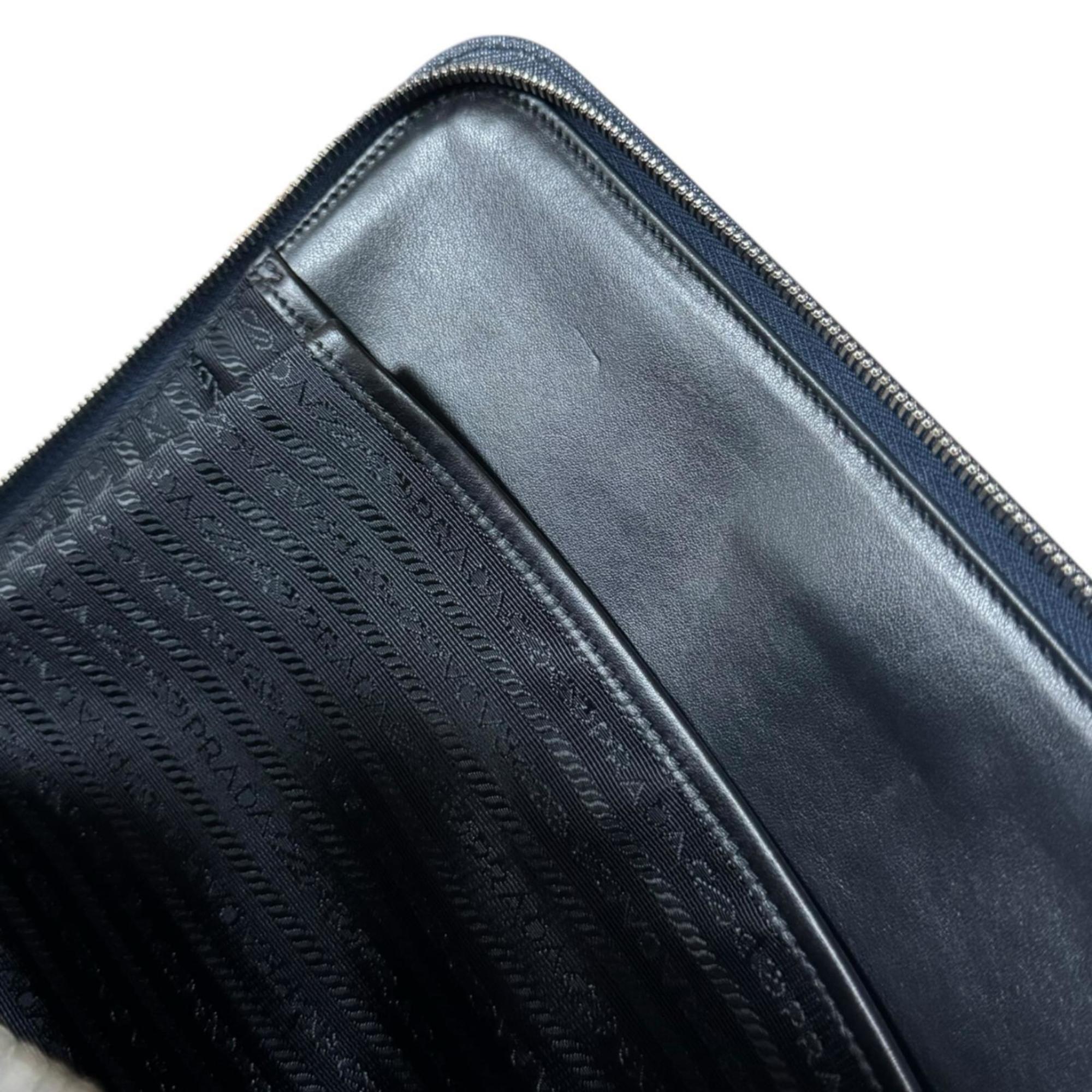 Prada Blue Navy Leather Clutch Bag (Pre-Owned)