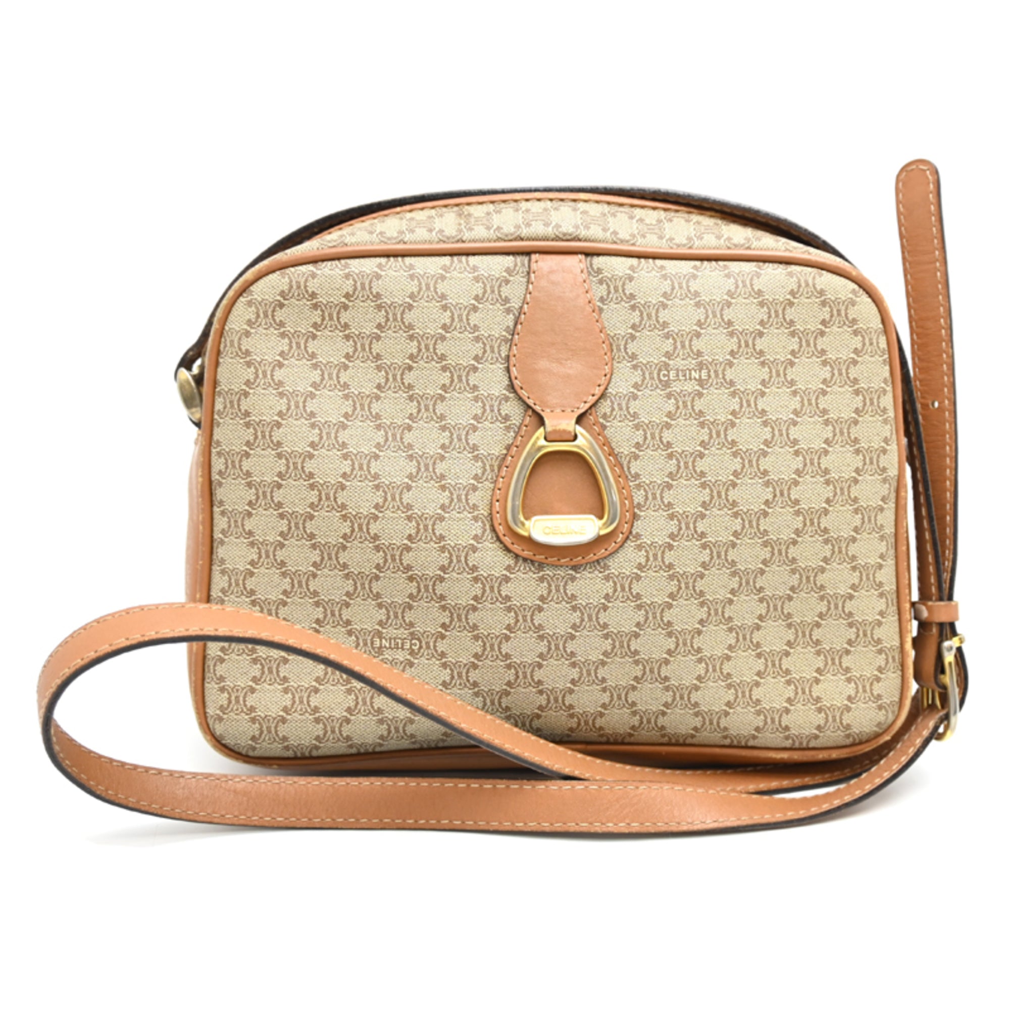 Celine Beige Coated Canvas Shoulder Bag (Pre-Owned)