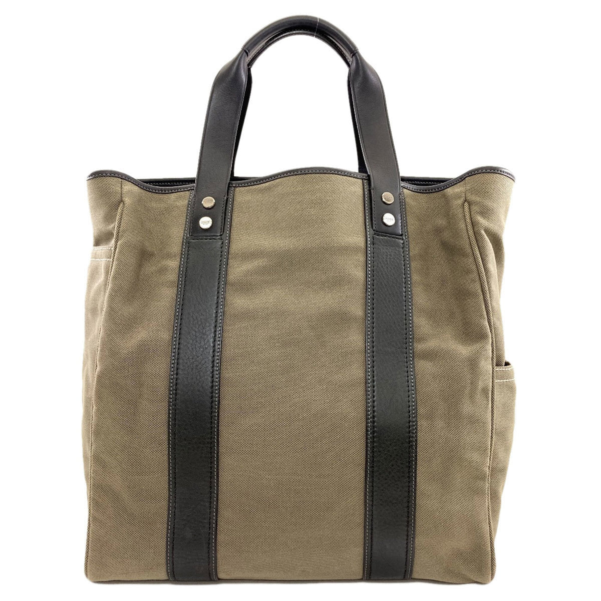 Coach Black Khaki Canvas Leather Handbag (Pre-Owned)