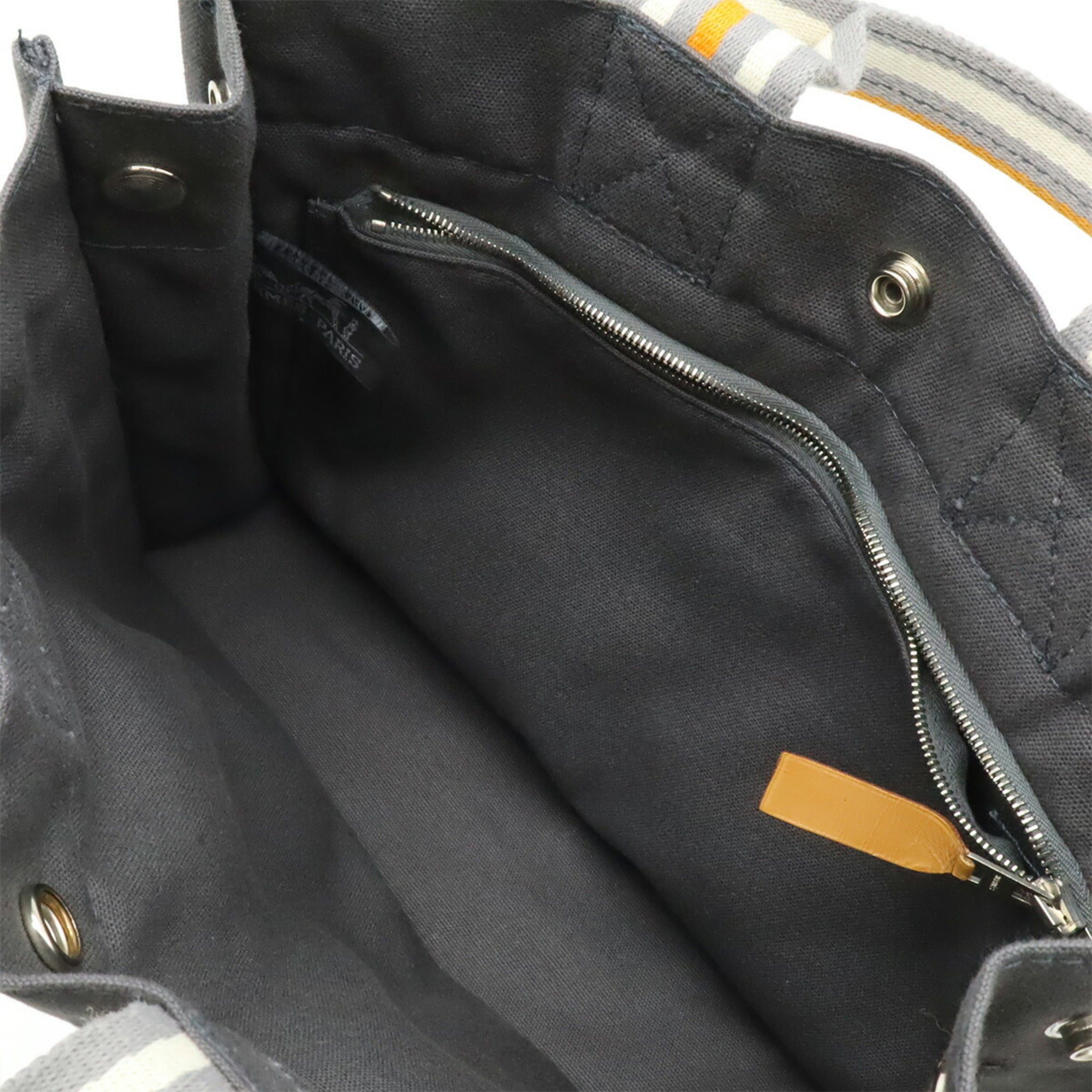 Hermes Gray Orange White Canvas Handbag Tote Bag (Pre-Owned)