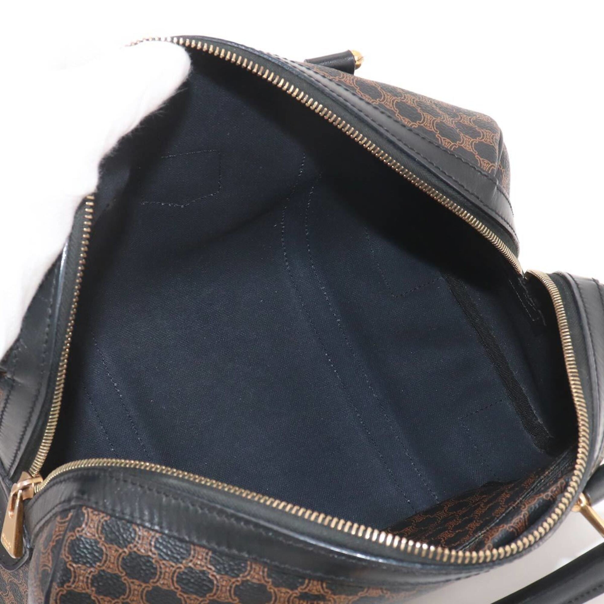 Celine Black Brown Pvc Leather Boston Bag Handbag (Pre-Owned)