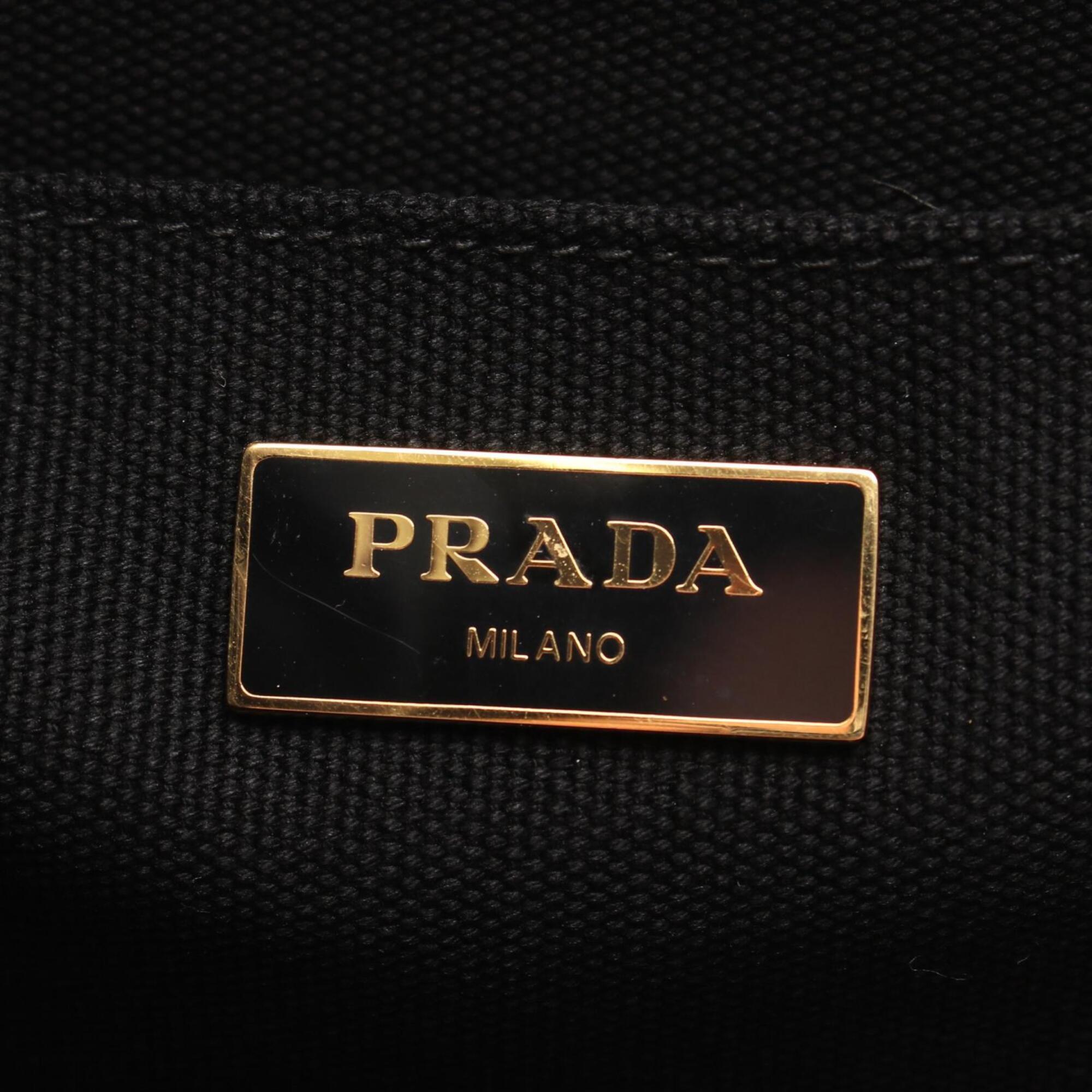 Prada Black Pink Canvas Handbag Tote Bag (Pre-Owned)