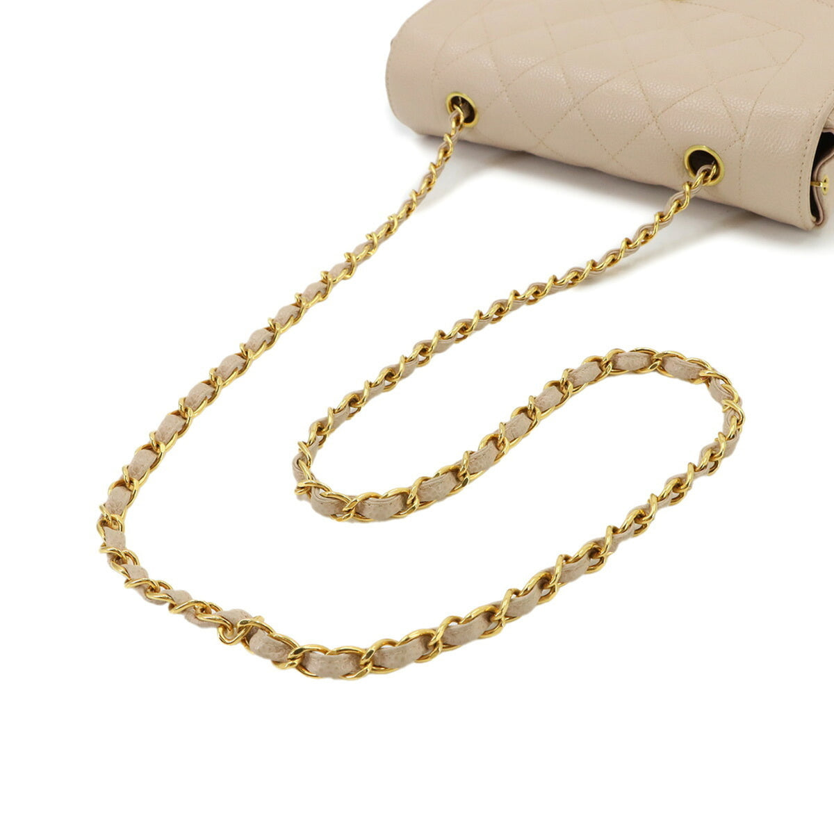 Chanel Pink Beige Grained Calfskin Shoulder Bag (Pre-Owned)