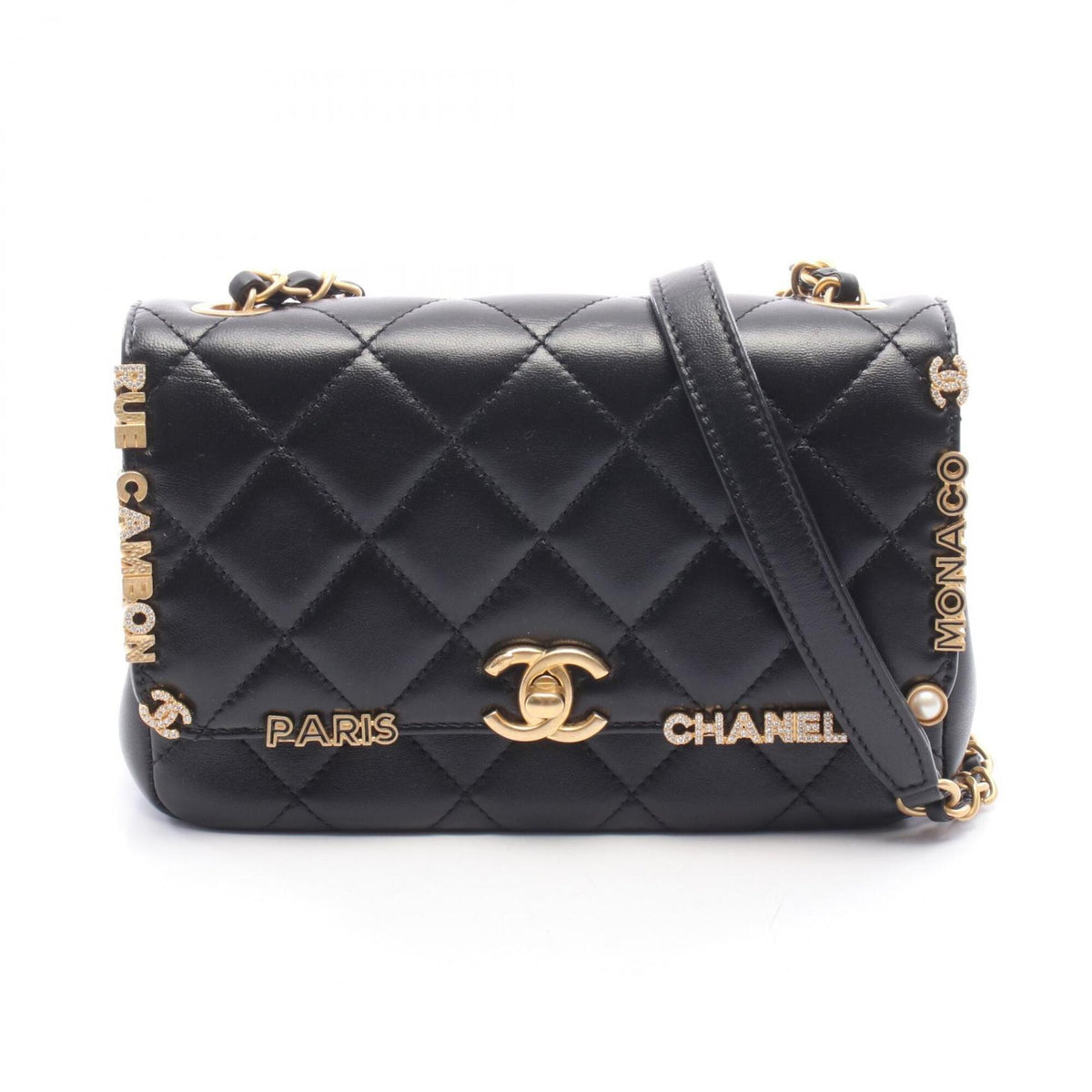 Chanel Black Leather Handbag Shoulder Bag (Pre-Owned)