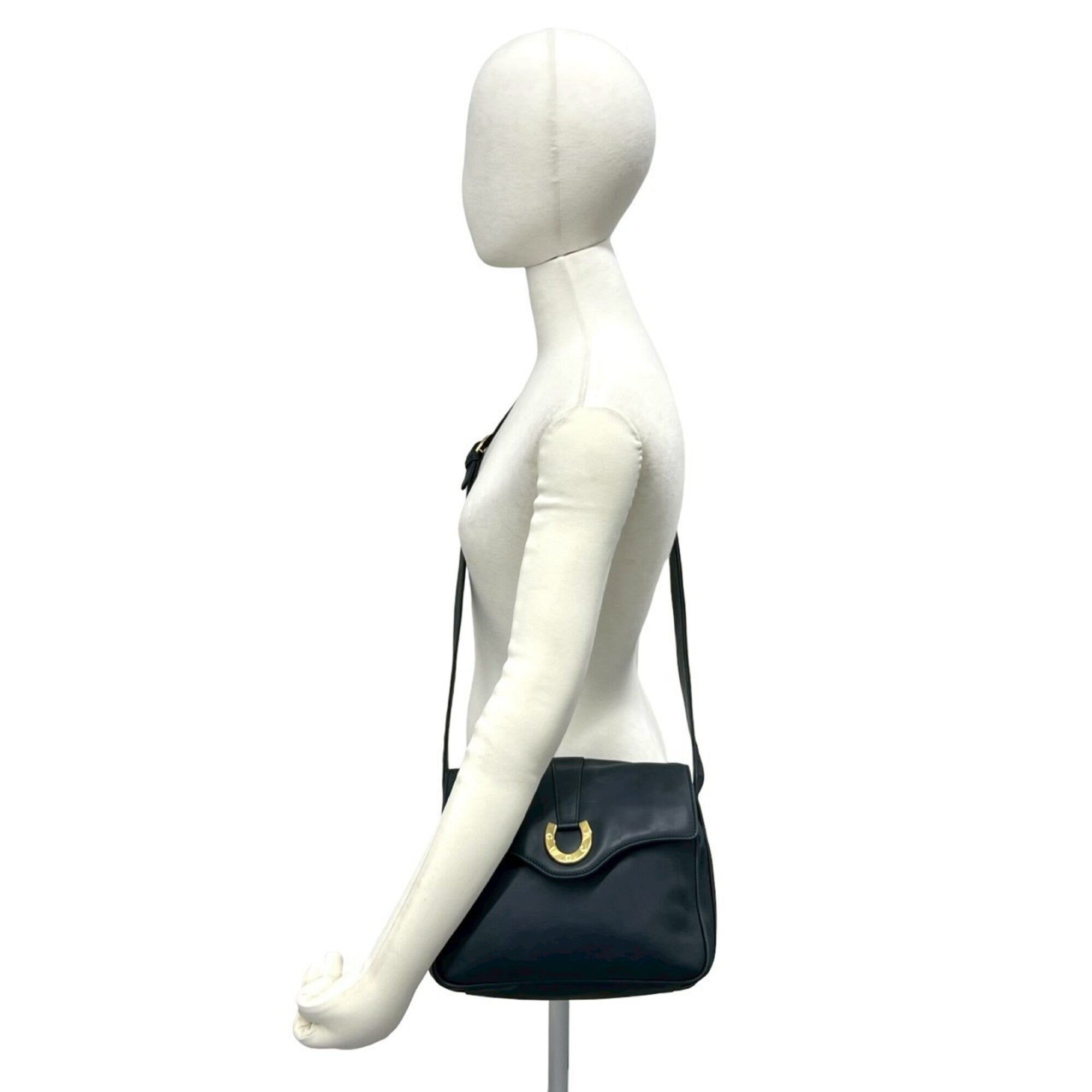 Gucci Navy Leather Shoulder Bag (Pre-Owned)
