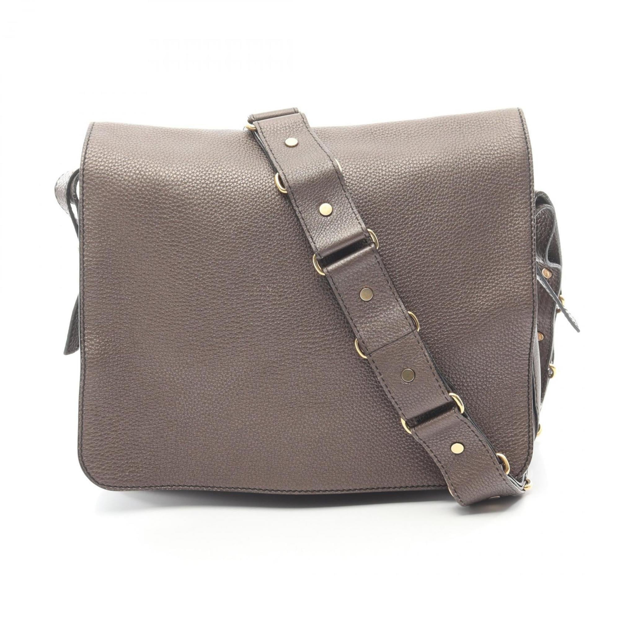 Celine Brown Leather Handbag Messenger Bag Shoulder Bag (Pre-Owned)