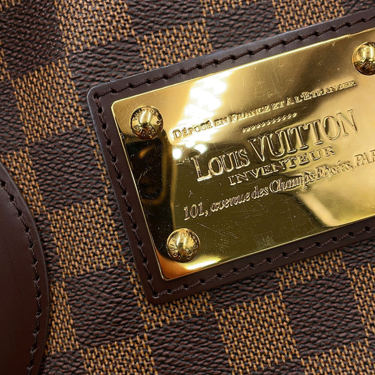 Louis Vuitton Damier Damier Canvas Ebene Red Color Damier Canvas Handbag Shoulder Bag Tote Bag (Pre-Owned)