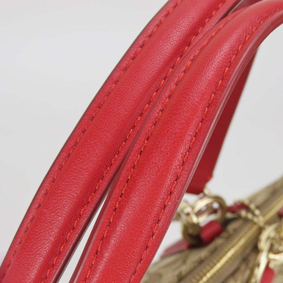 Coach Signature Beige Red Color Canvas Handbag (Pre-Owned)