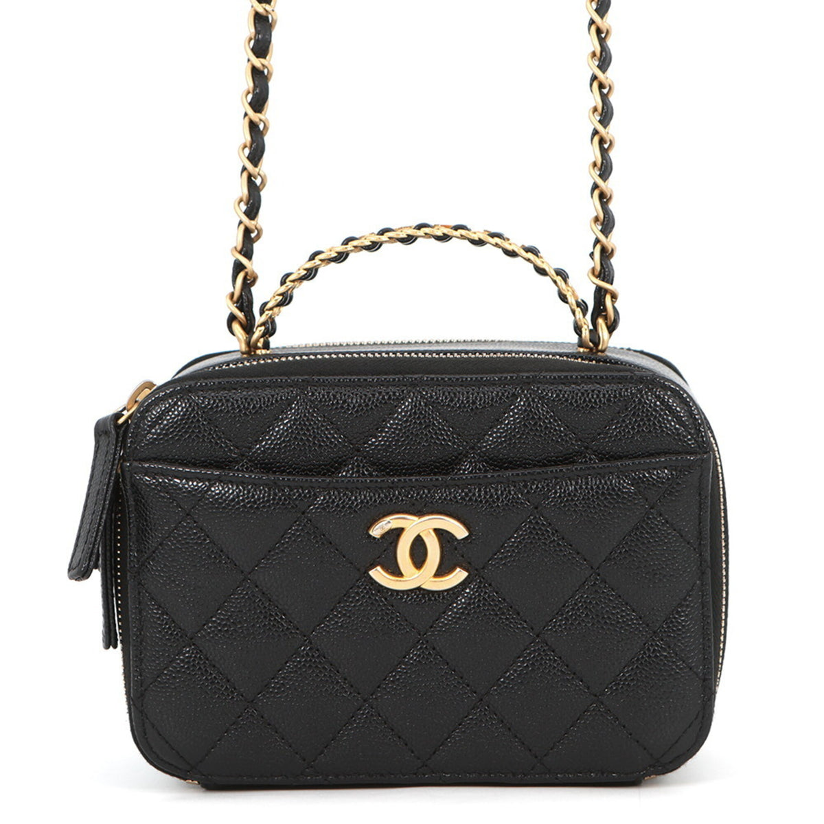 Chanel Black Grained Calfskin Shoulder Bag (Pre-Owned)