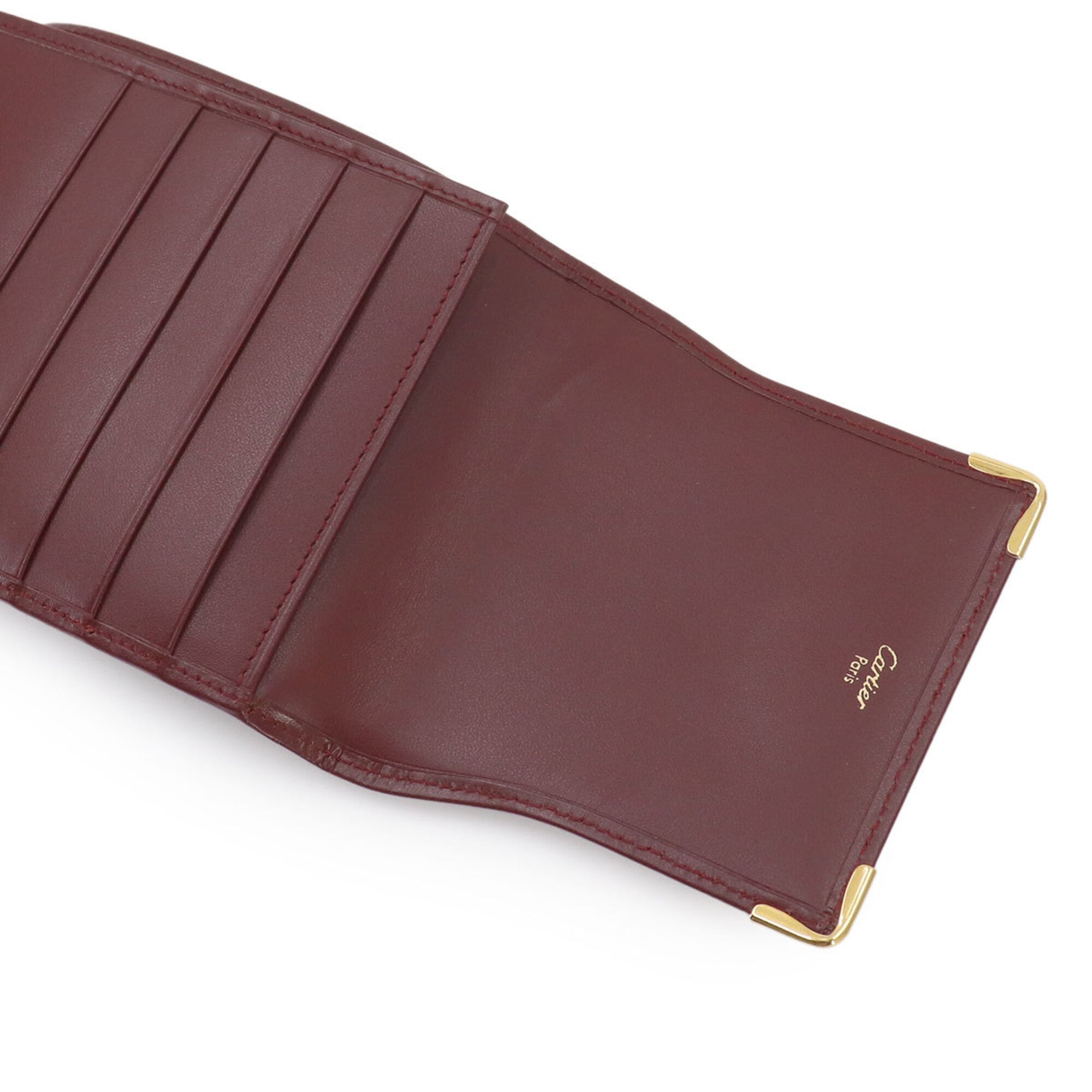 Cartier Bordeaux Leather Bill Wallet (Tri-Fold) (Pre-Owned)